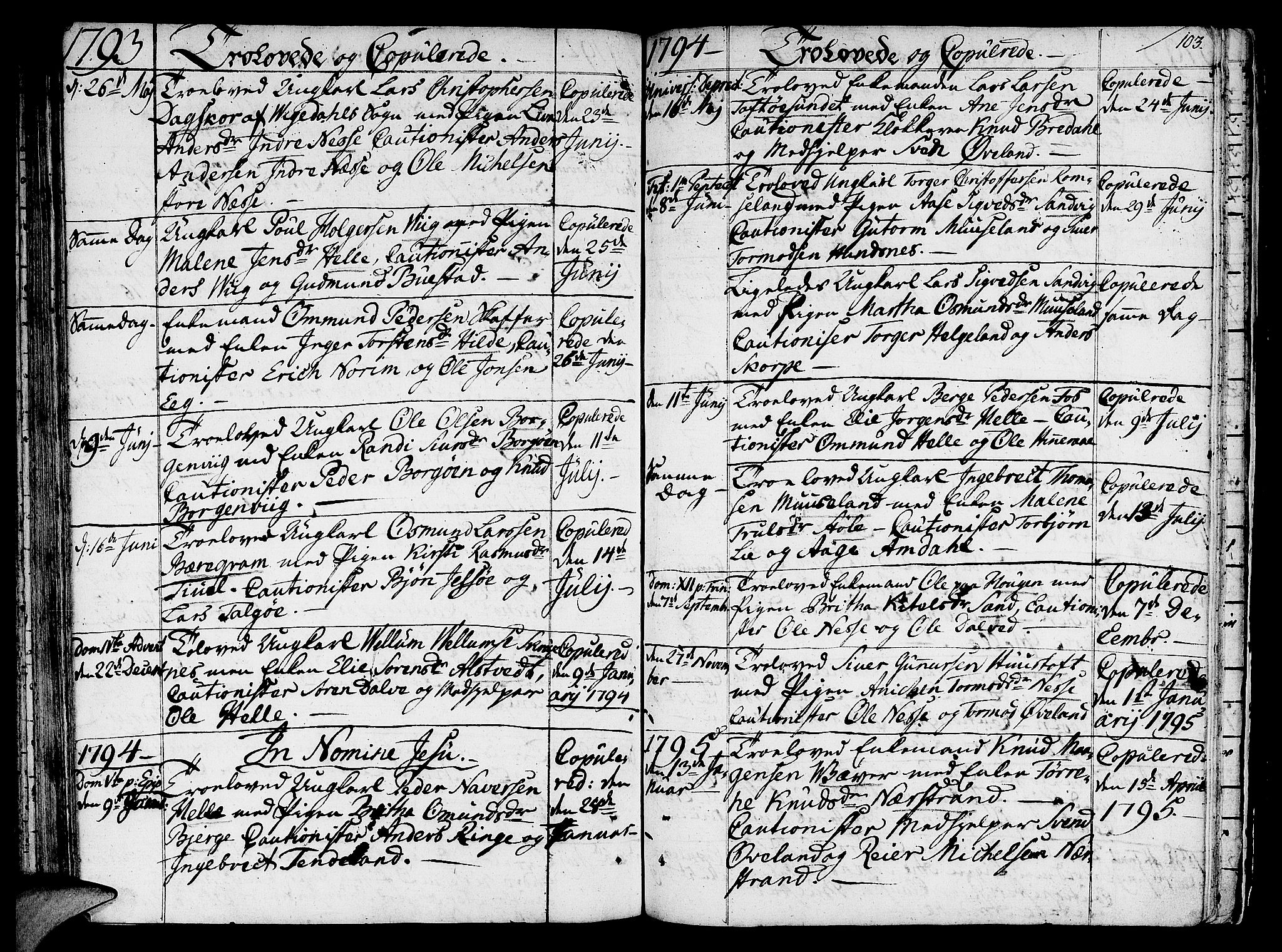 Nedstrand sokneprestkontor, AV/SAST-A-101841/01/IV: Parish register (official) no. A 4, 1779-1795, p. 103