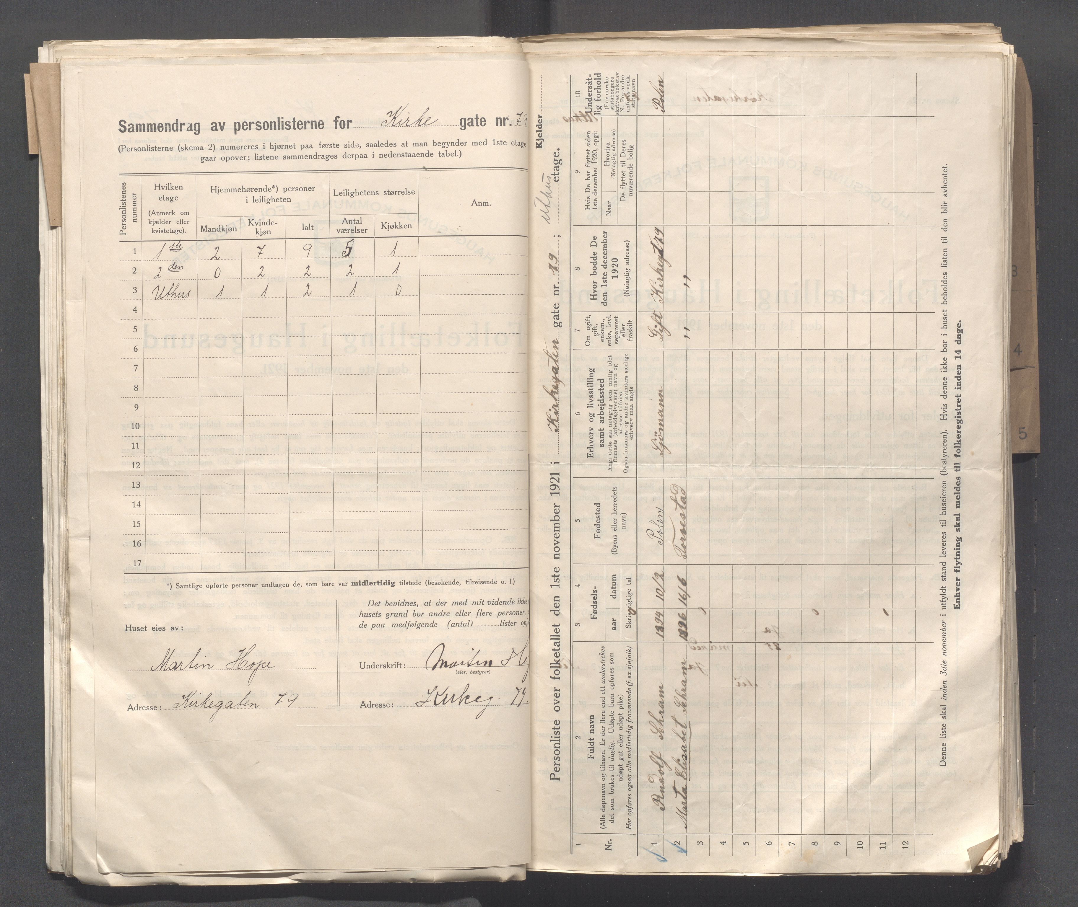 IKAR, Local census 1.11.1921 for Haugesund, 1921, p. 2663