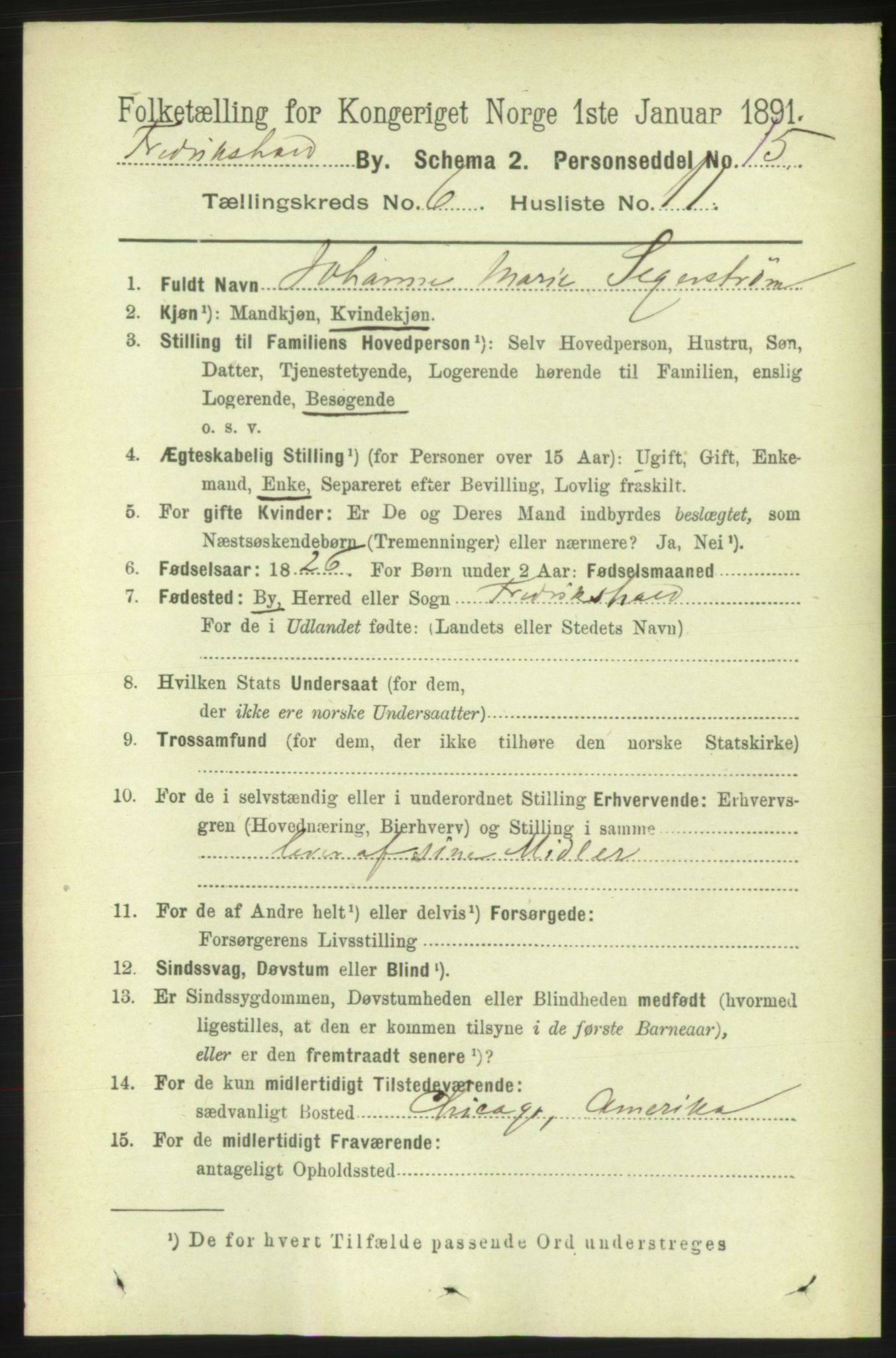 RA, 1891 census for 0101 Fredrikshald, 1891, p. 4676