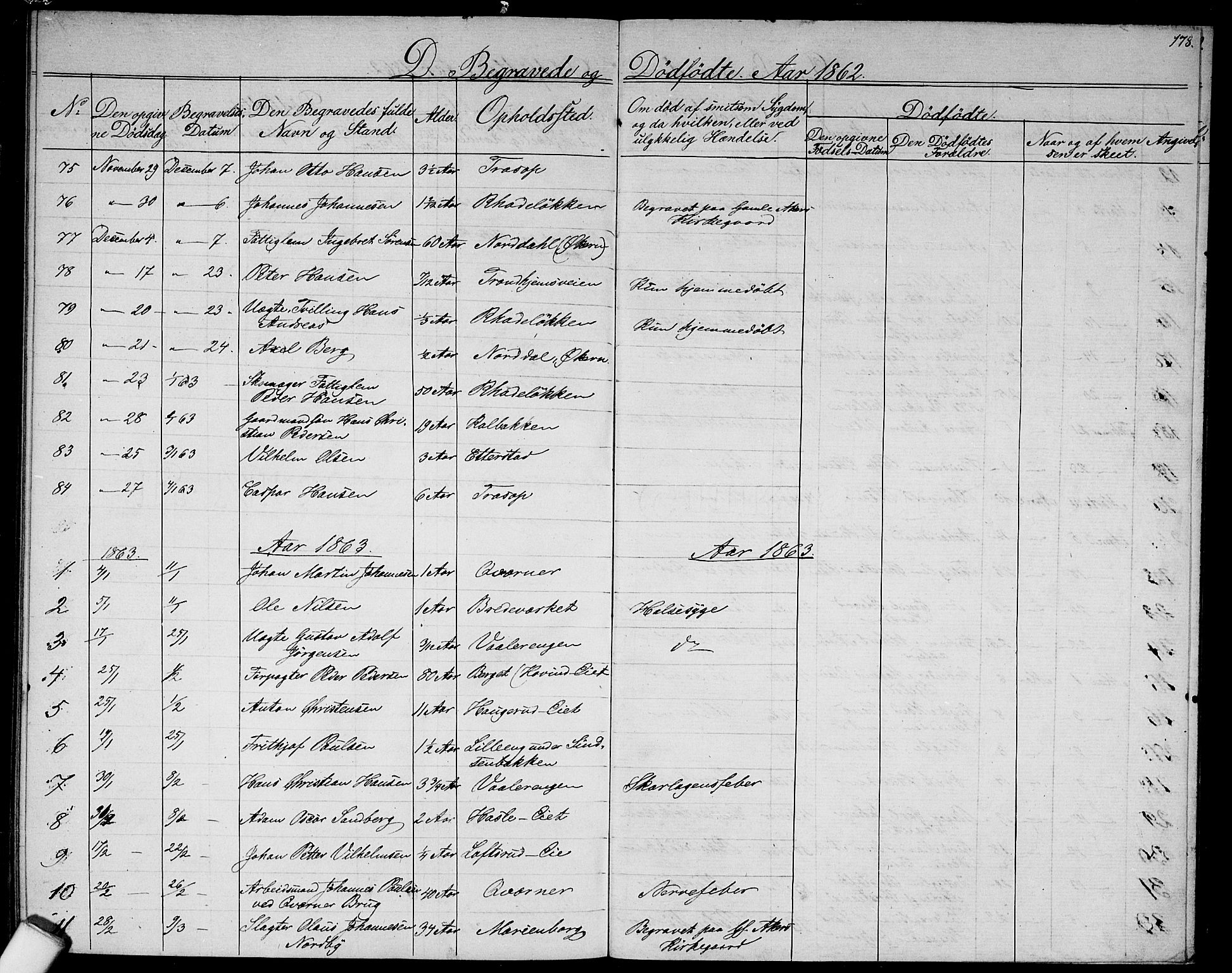 Østre Aker prestekontor Kirkebøker, SAO/A-10840/G/Ga/L0001: Parish register (copy) no. I 1, 1861-1864, p. 178