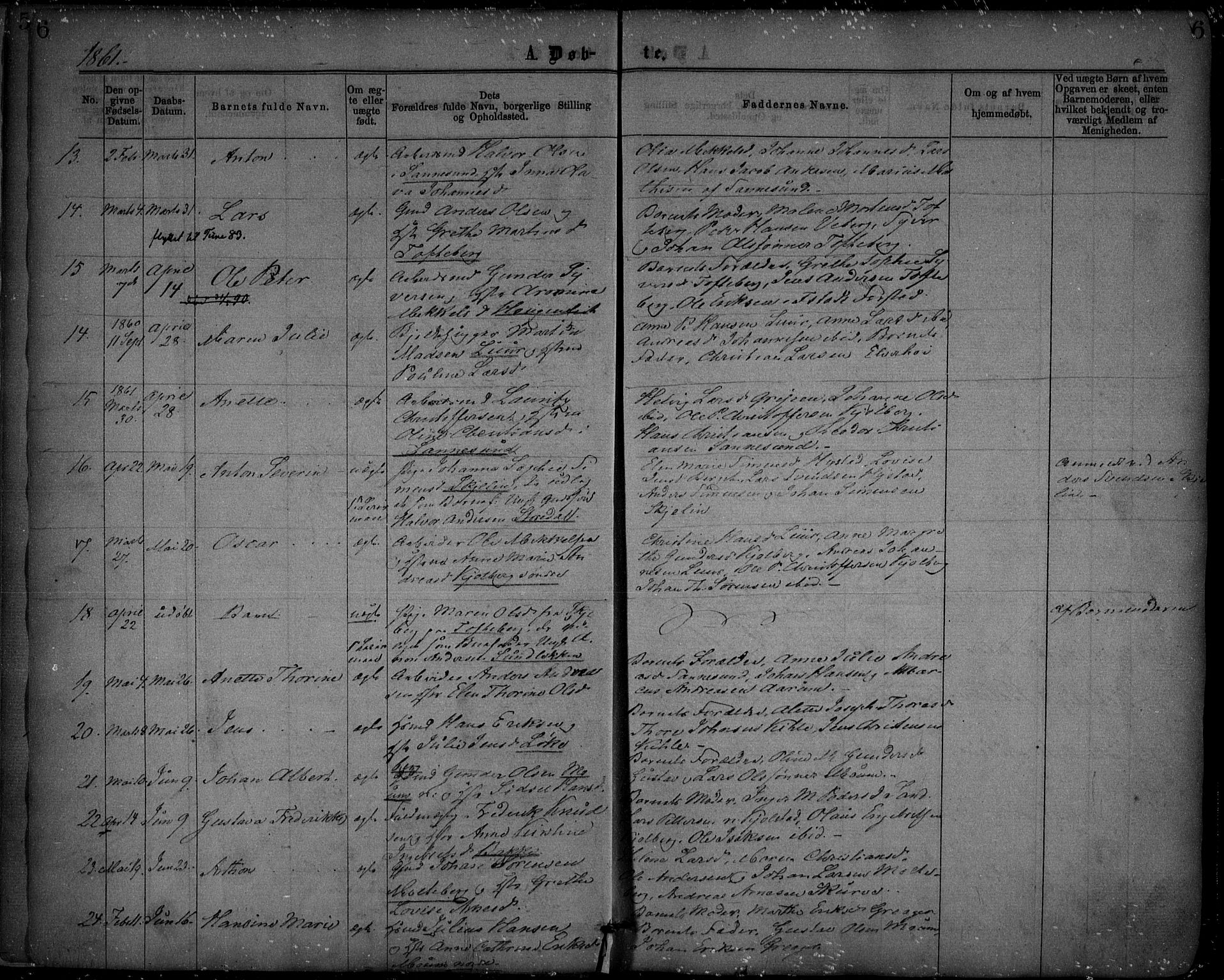 Borge prestekontor Kirkebøker, SAO/A-10903/F/Fa/L0006: Parish register (official) no. I 6, 1861-1874, p. 6