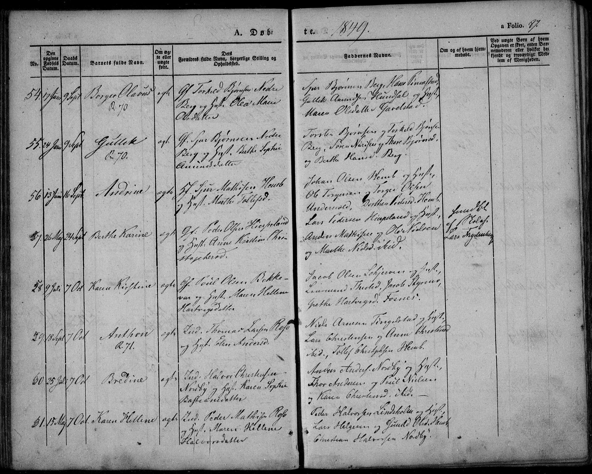 Lardal kirkebøker, AV/SAKO-A-350/F/Fa/L0006: Parish register (official) no. I 6, 1835-1860, p. 87