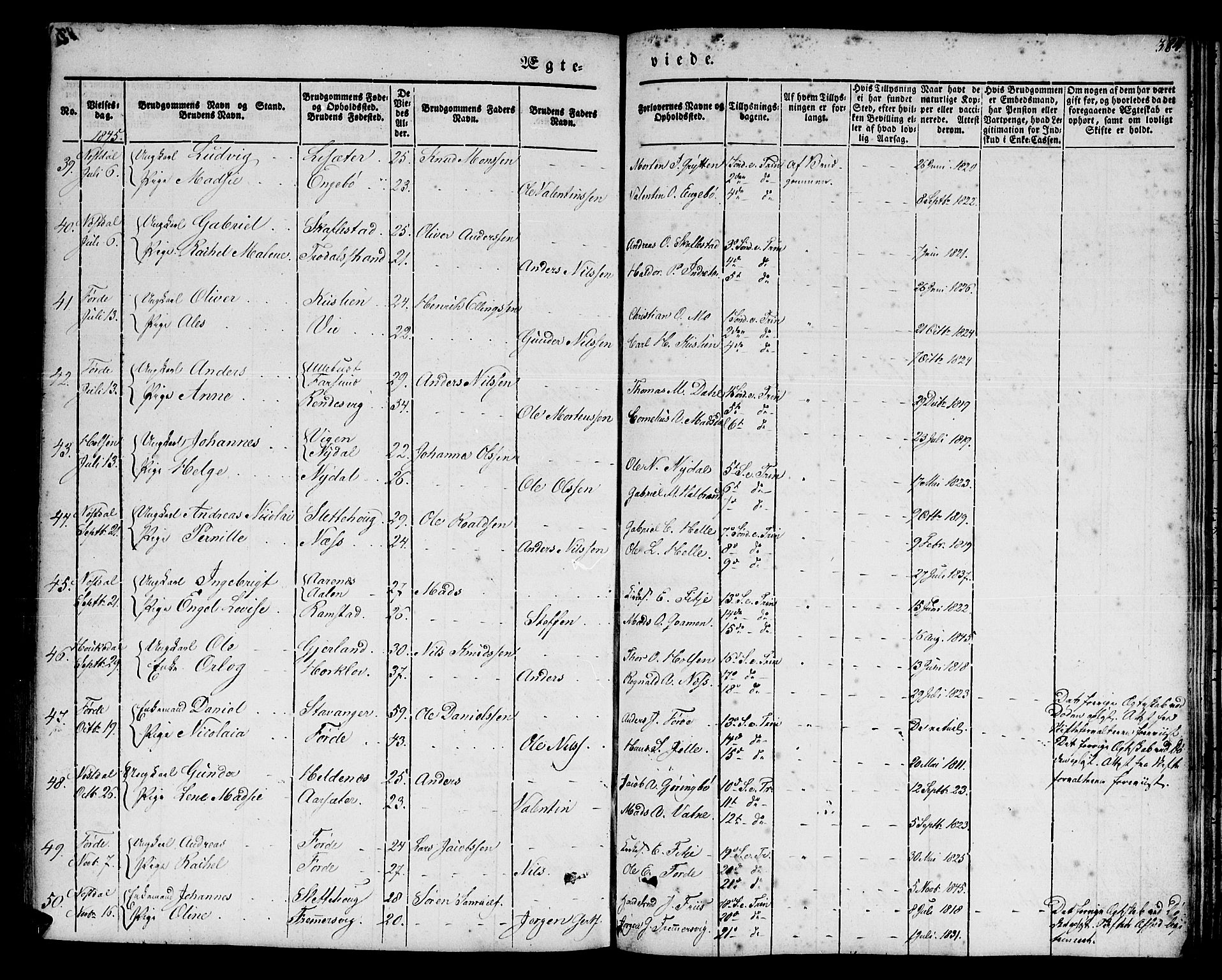 Førde sokneprestembete, SAB/A-79901/H/Haa/Haaa/L0007: Parish register (official) no. A 7, 1843-1860, p. 384