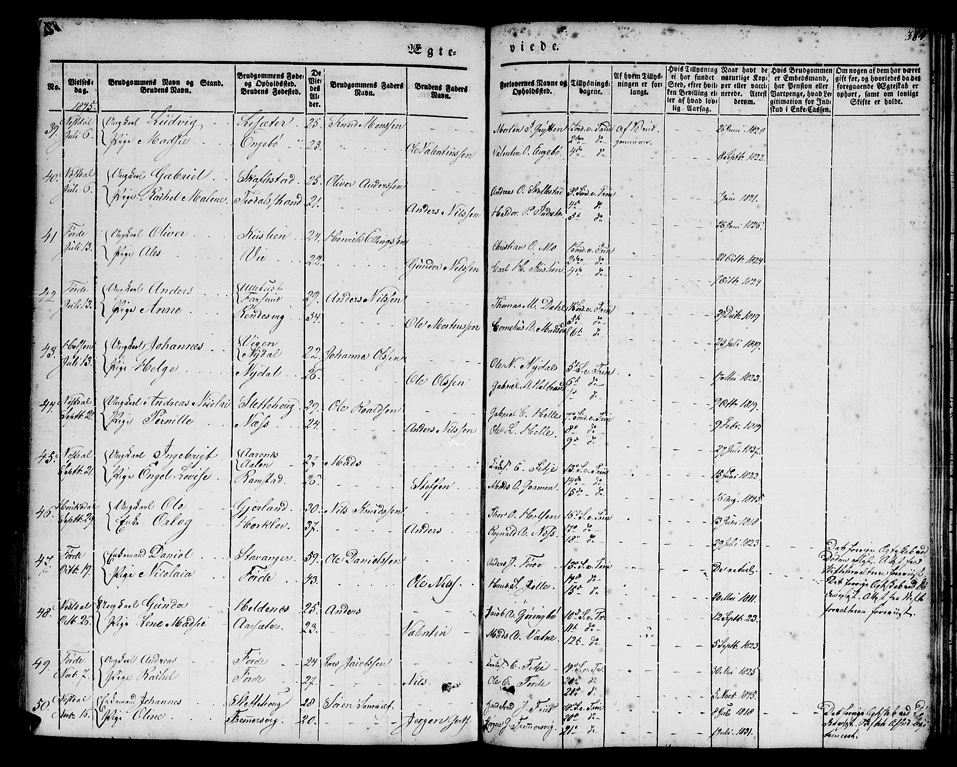 Førde sokneprestembete, AV/SAB-A-79901/H/Haa/Haaa/L0007: Parish register (official) no. A 7, 1843-1860, p. 384