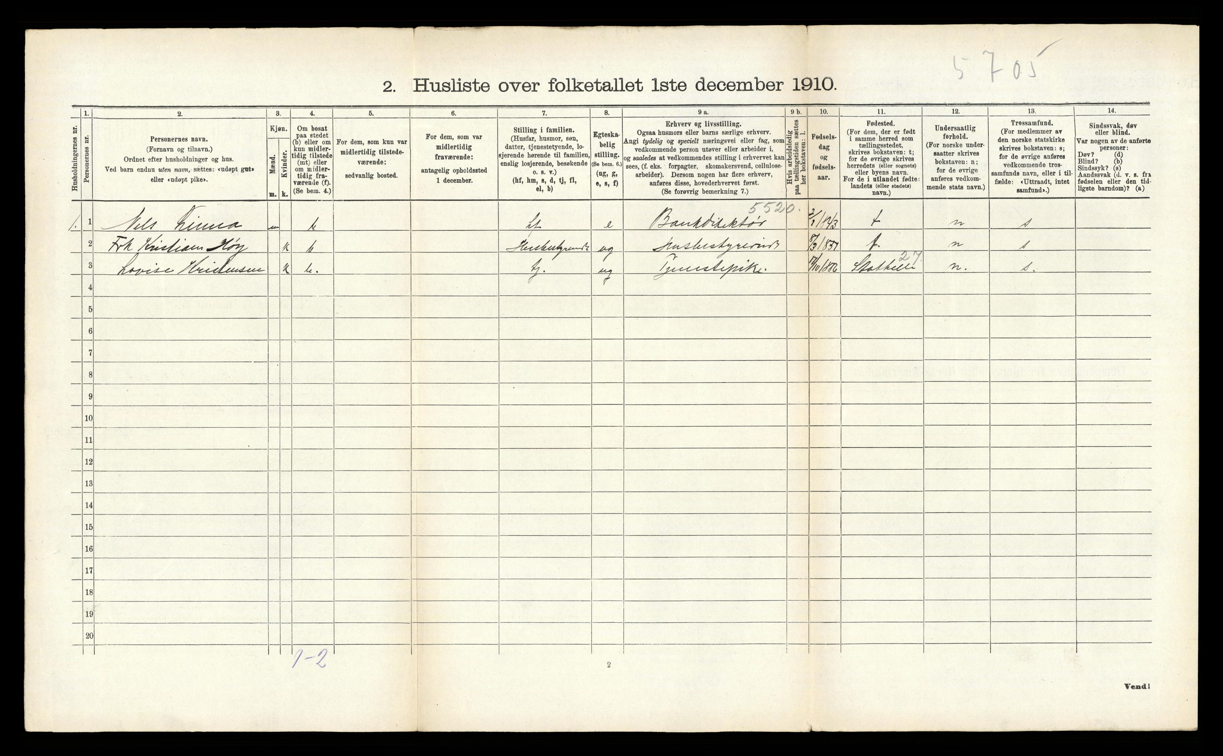 RA, 1910 census for Bamble, 1910, p. 717