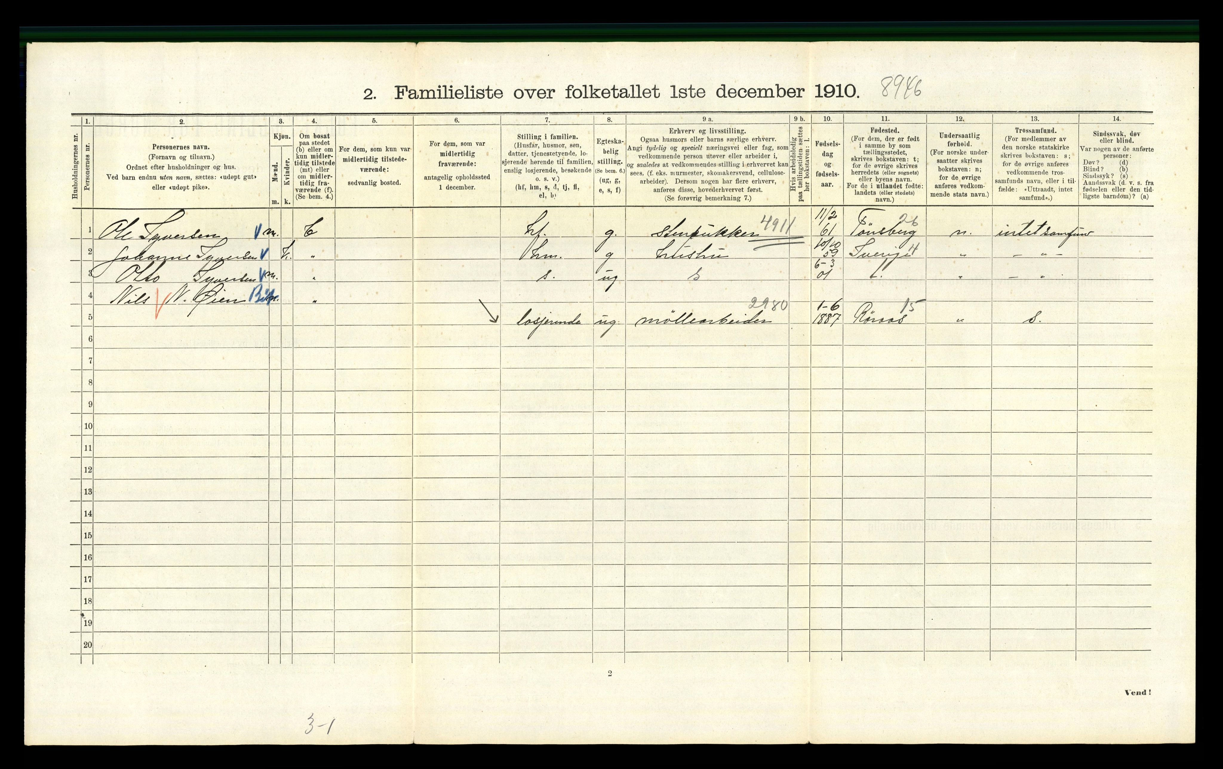 RA, 1910 census for Kristiania, 1910, p. 33284