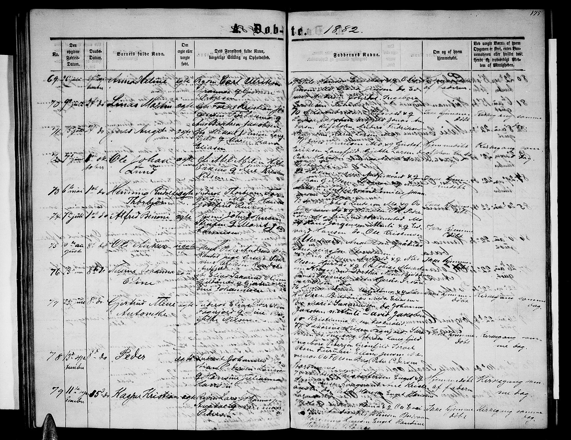 Ministerialprotokoller, klokkerbøker og fødselsregistre - Nordland, AV/SAT-A-1459/827/L0415: Parish register (copy) no. 827C04, 1864-1886, p. 175