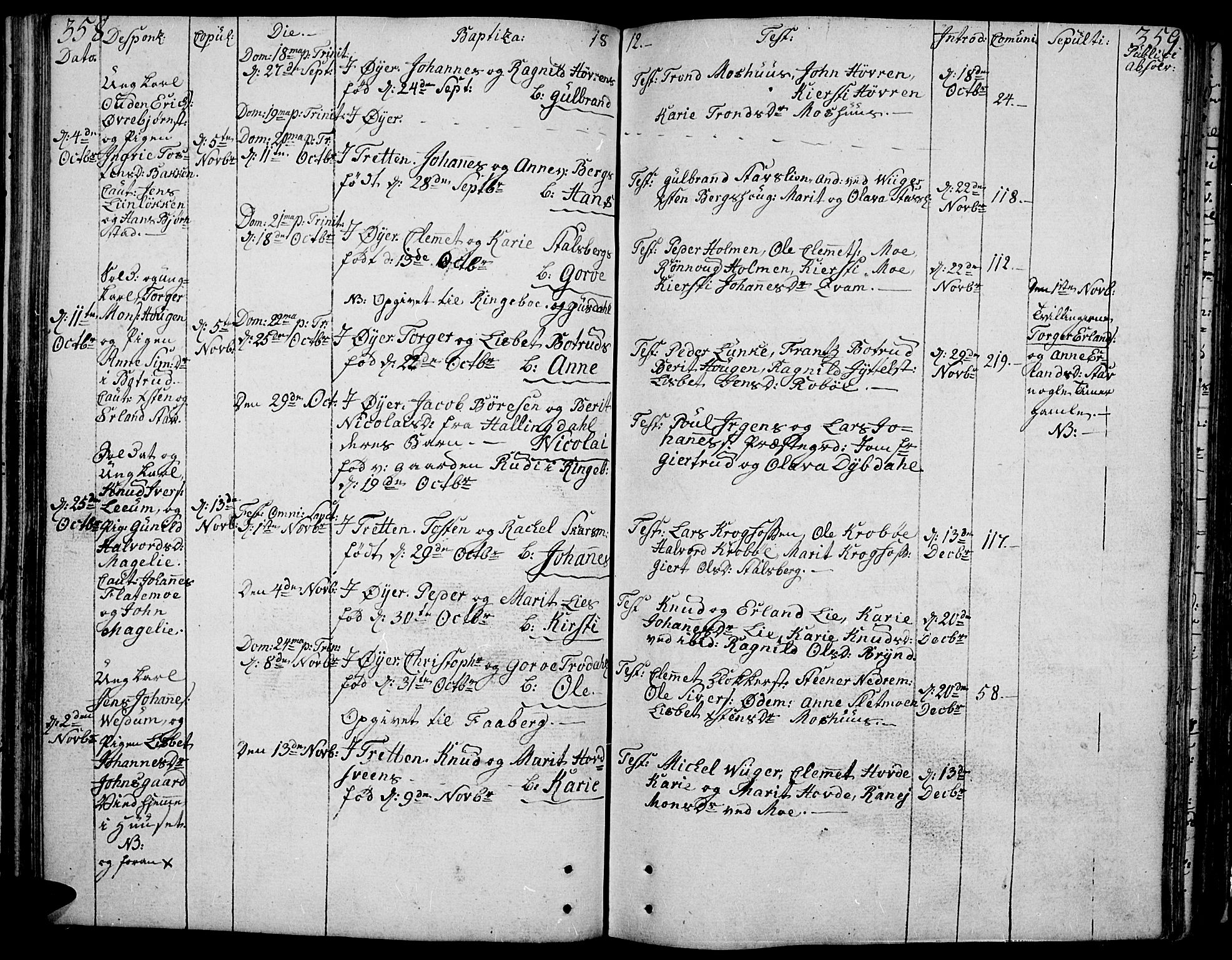 Øyer prestekontor, AV/SAH-PREST-084/H/Ha/Haa/L0003: Parish register (official) no. 3, 1784-1824, p. 358-359