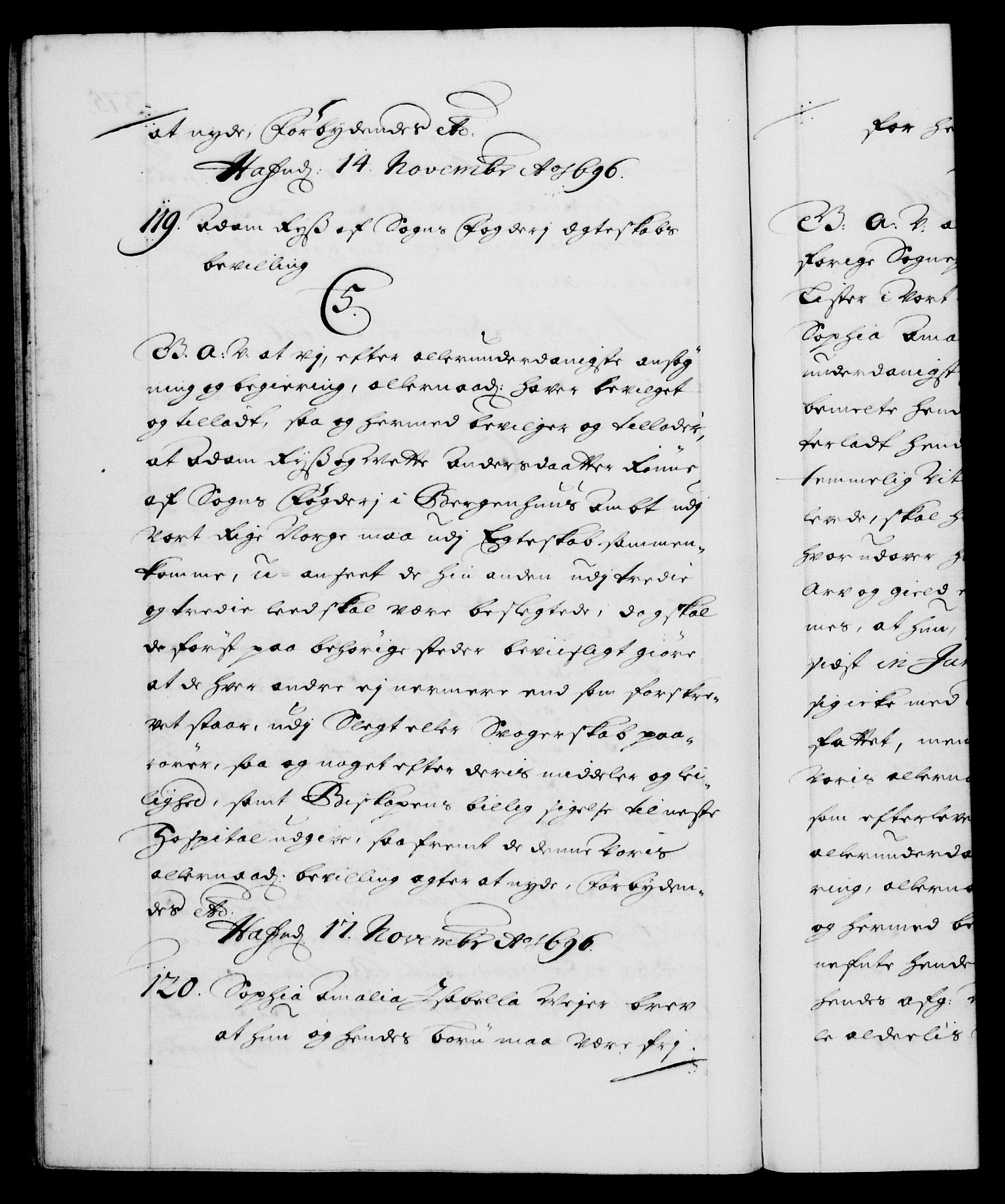 Danske Kanselli 1572-1799, AV/RA-EA-3023/F/Fc/Fca/Fcaa/L0016: Norske registre (mikrofilm), 1692-1697, p. 375b