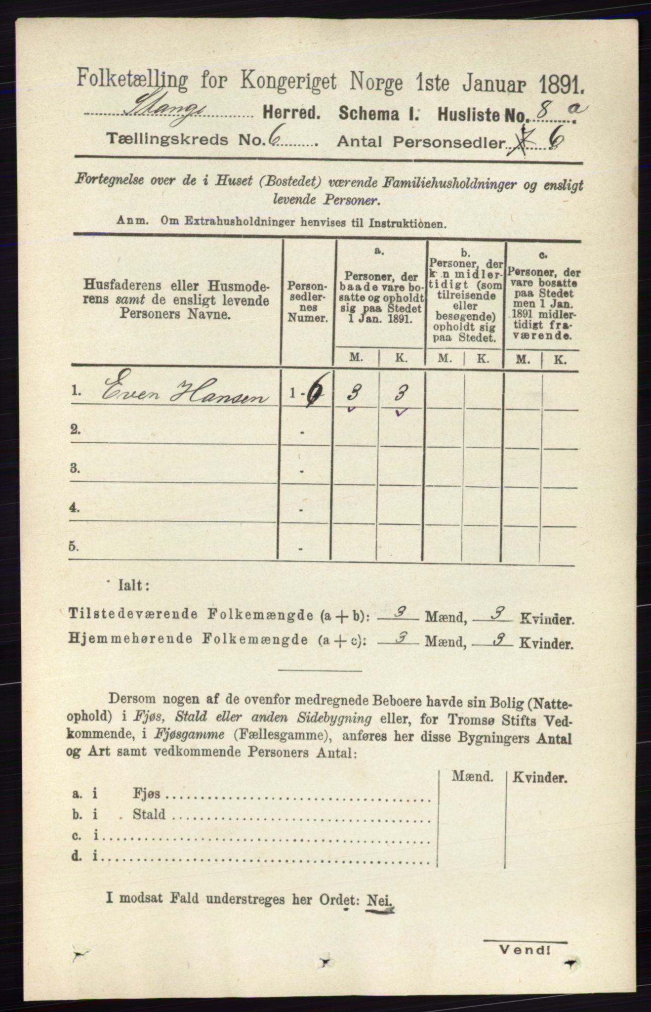 RA, 1891 census for 0417 Stange, 1891, p. 3830