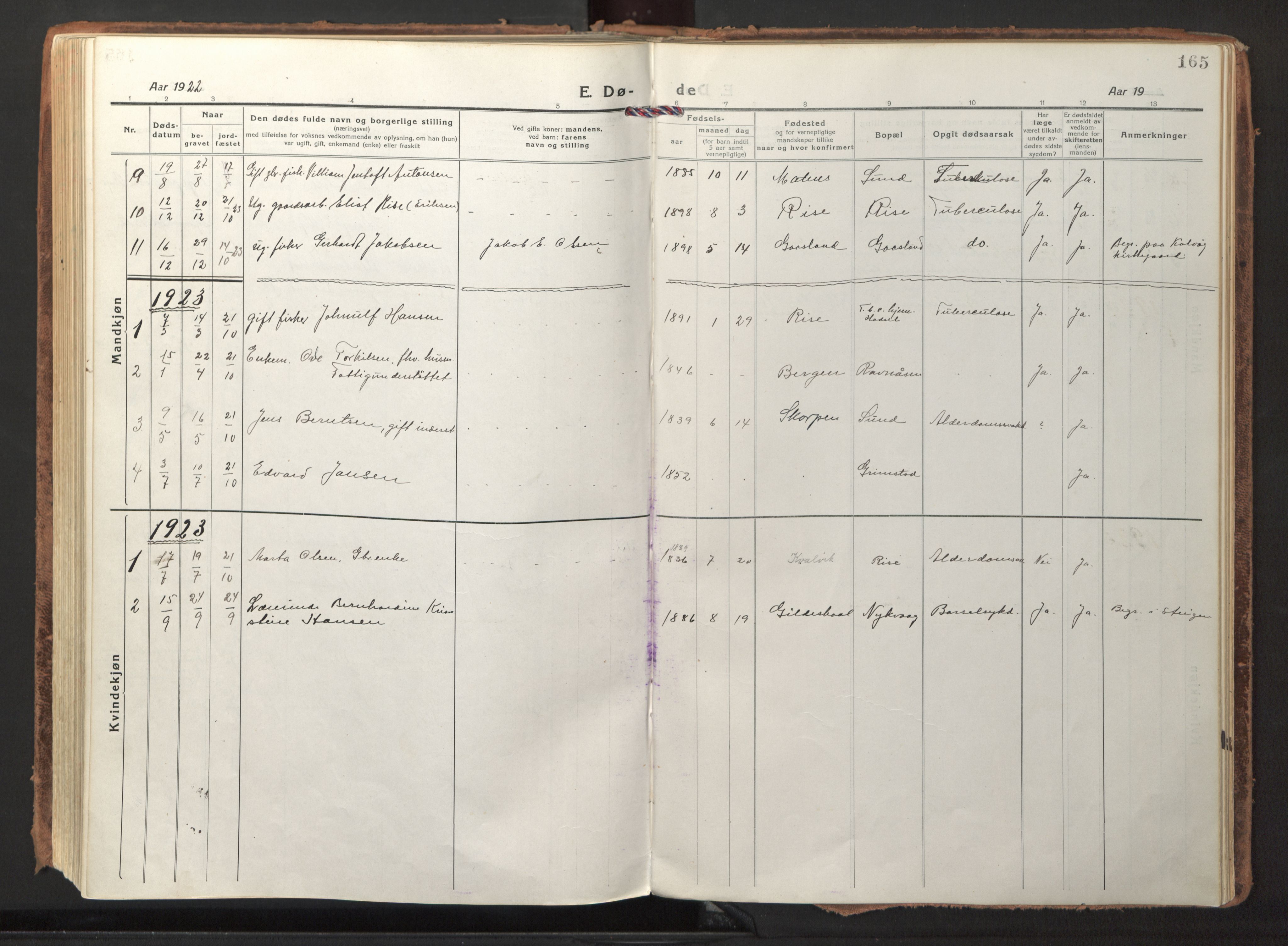 Ministerialprotokoller, klokkerbøker og fødselsregistre - Nordland, AV/SAT-A-1459/892/L1323: Parish register (official) no. 892A04, 1917-1934, p. 165