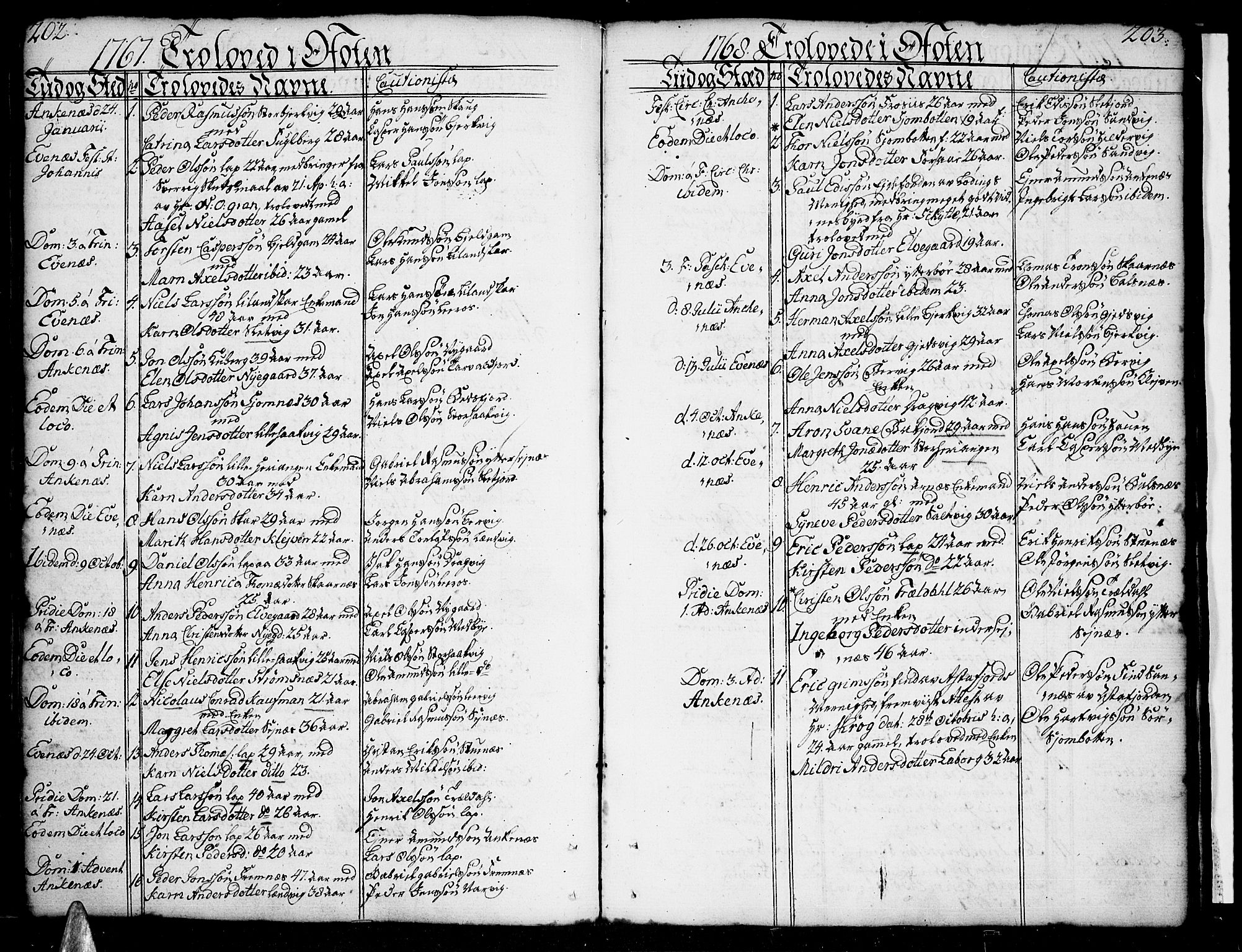 Ministerialprotokoller, klokkerbøker og fødselsregistre - Nordland, SAT/A-1459/863/L0892: Parish register (official) no. 863A04, 1765-1794, p. 202-203