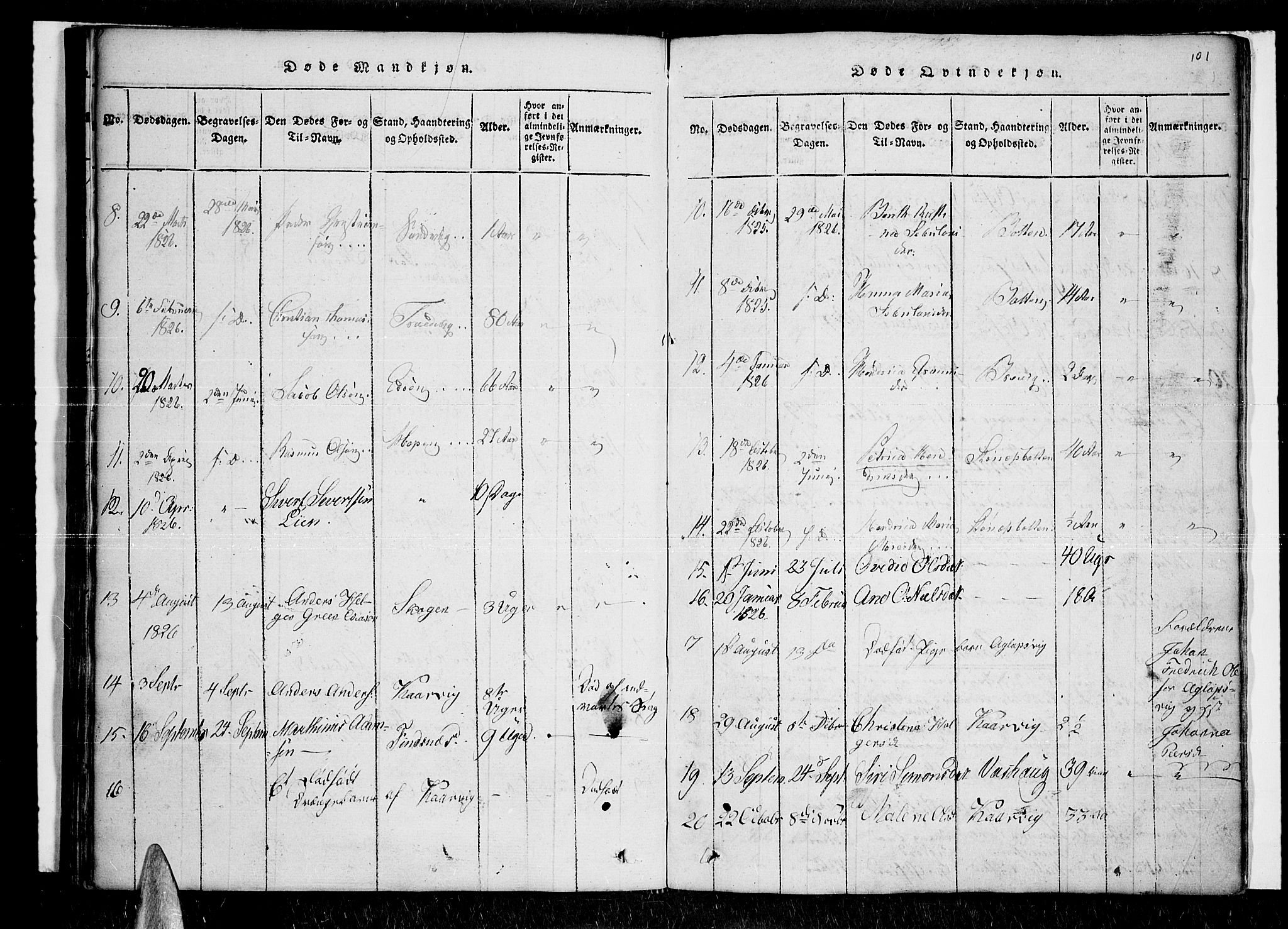 Lenvik sokneprestembete, SATØ/S-1310/H/Ha/Haa/L0003kirke: Parish register (official) no. 3, 1820-1831, p. 101