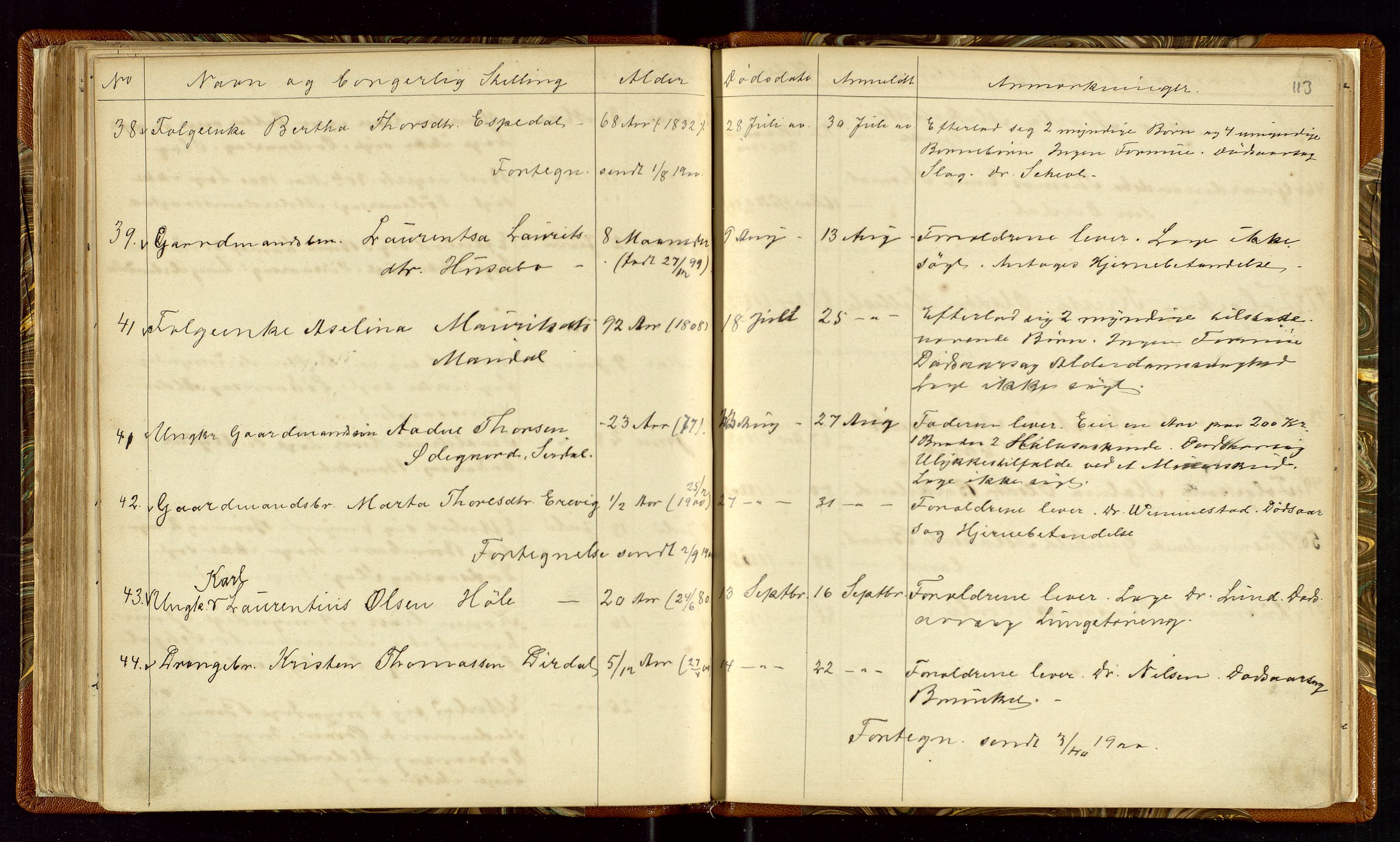 Høle og Forsand lensmannskontor, SAST/A-100127/Gga/L0001: "Fortegnelse over Afdøde i Høle Thinglag fra 1ste Juli 1875 til ", 1875-1902, p. 113