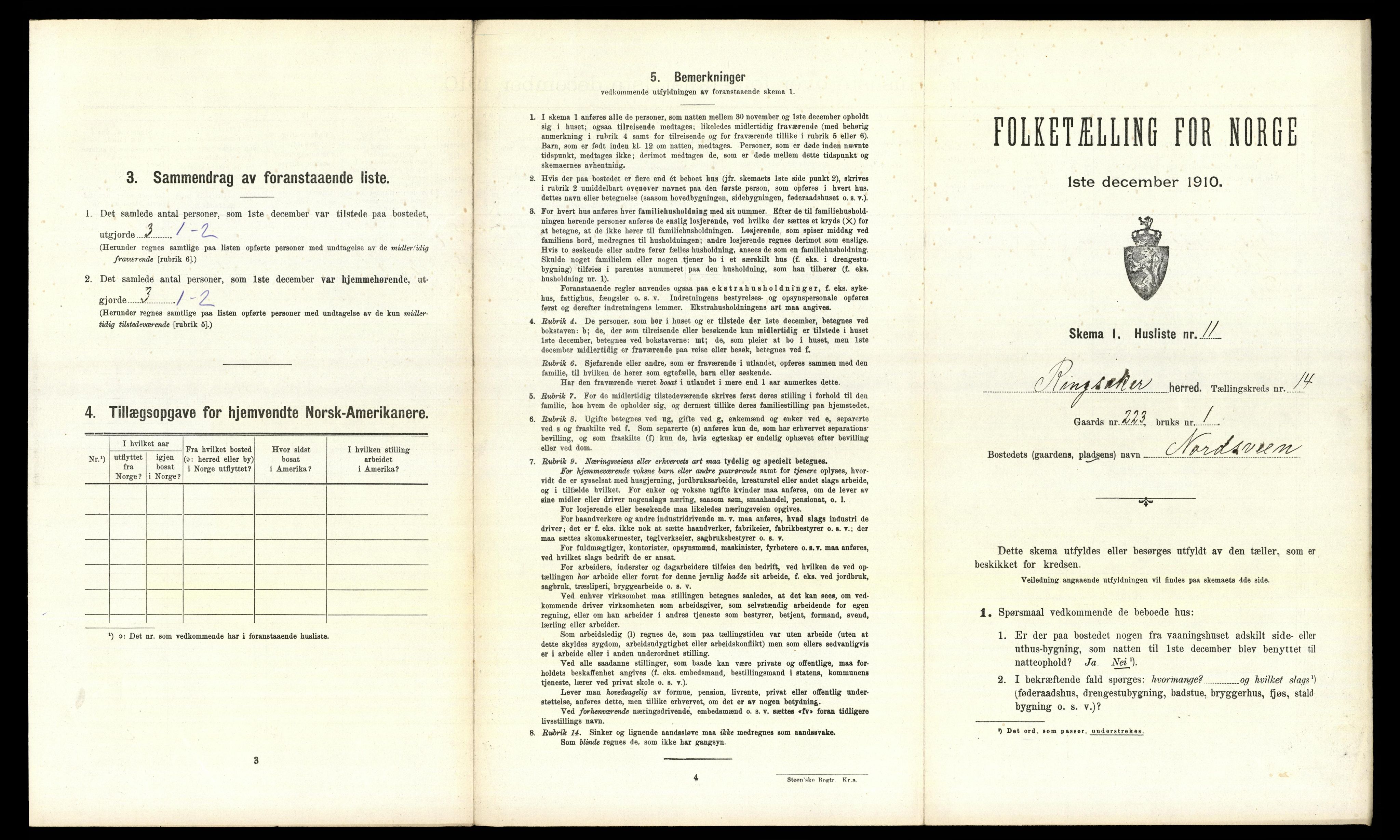 RA, 1910 census for Ringsaker, 1910, p. 2765