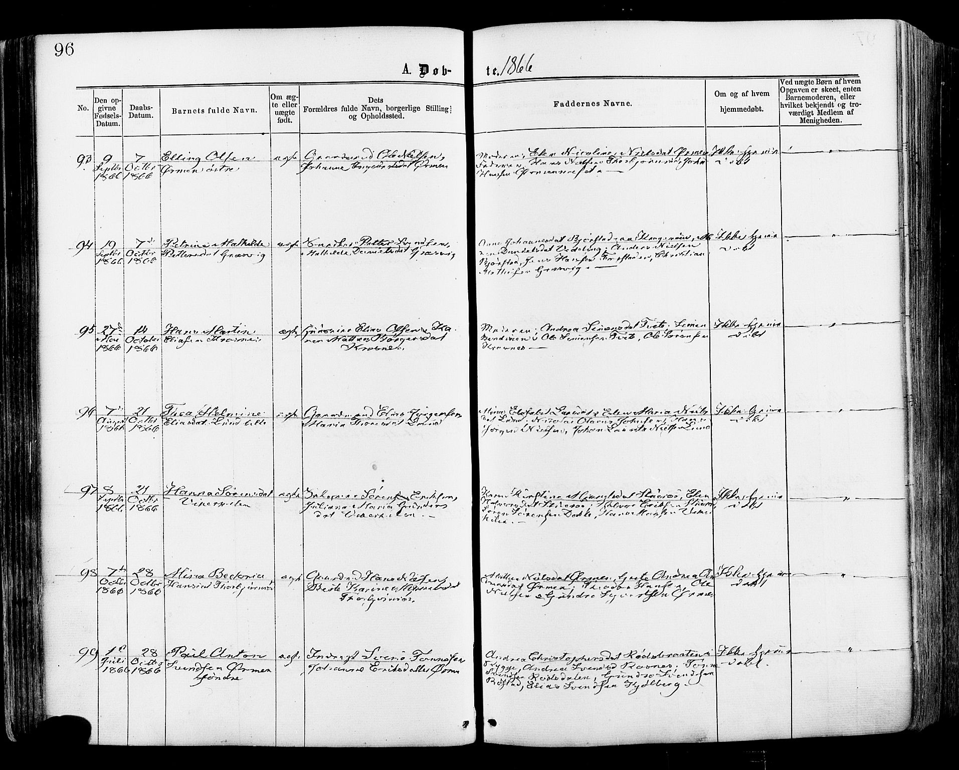 Onsøy prestekontor Kirkebøker, AV/SAO-A-10914/F/Fa/L0004: Parish register (official) no. I 4, 1861-1877, p. 96