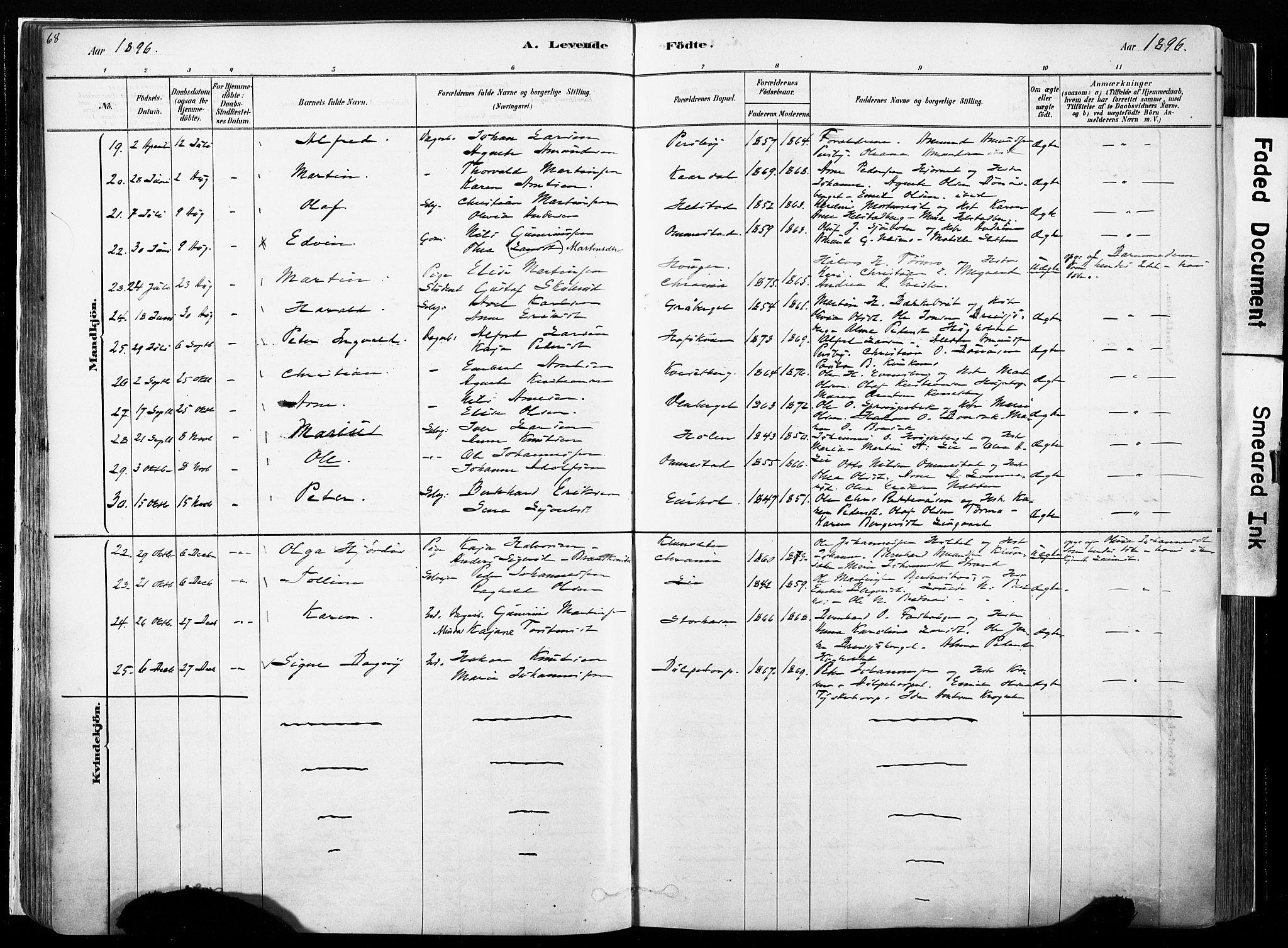 Hof prestekontor, AV/SAH-PREST-038/H/Ha/Haa/L0010: Parish register (official) no. 10, 1878-1909, p. 68