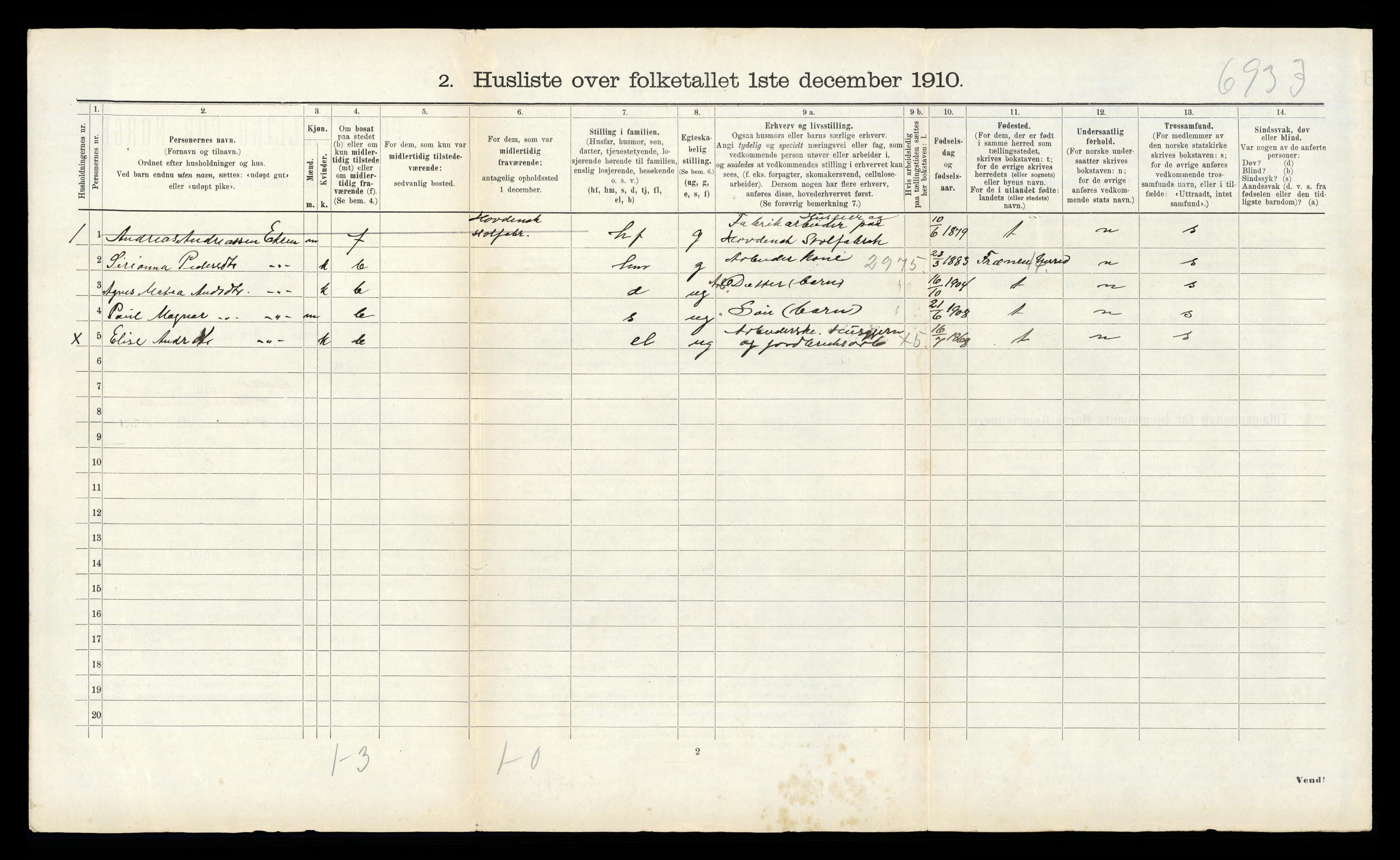 RA, 1910 census for Bolsøy, 1910, p. 738