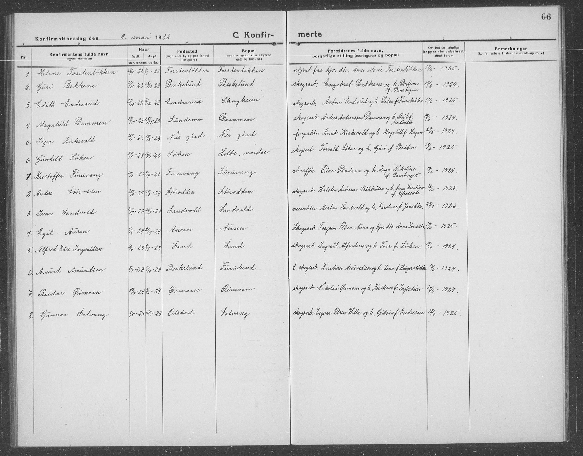 Ådal kirkebøker, AV/SAKO-A-248/G/Gb/L0003: Parish register (copy) no. II 3, 1921-1939, p. 66