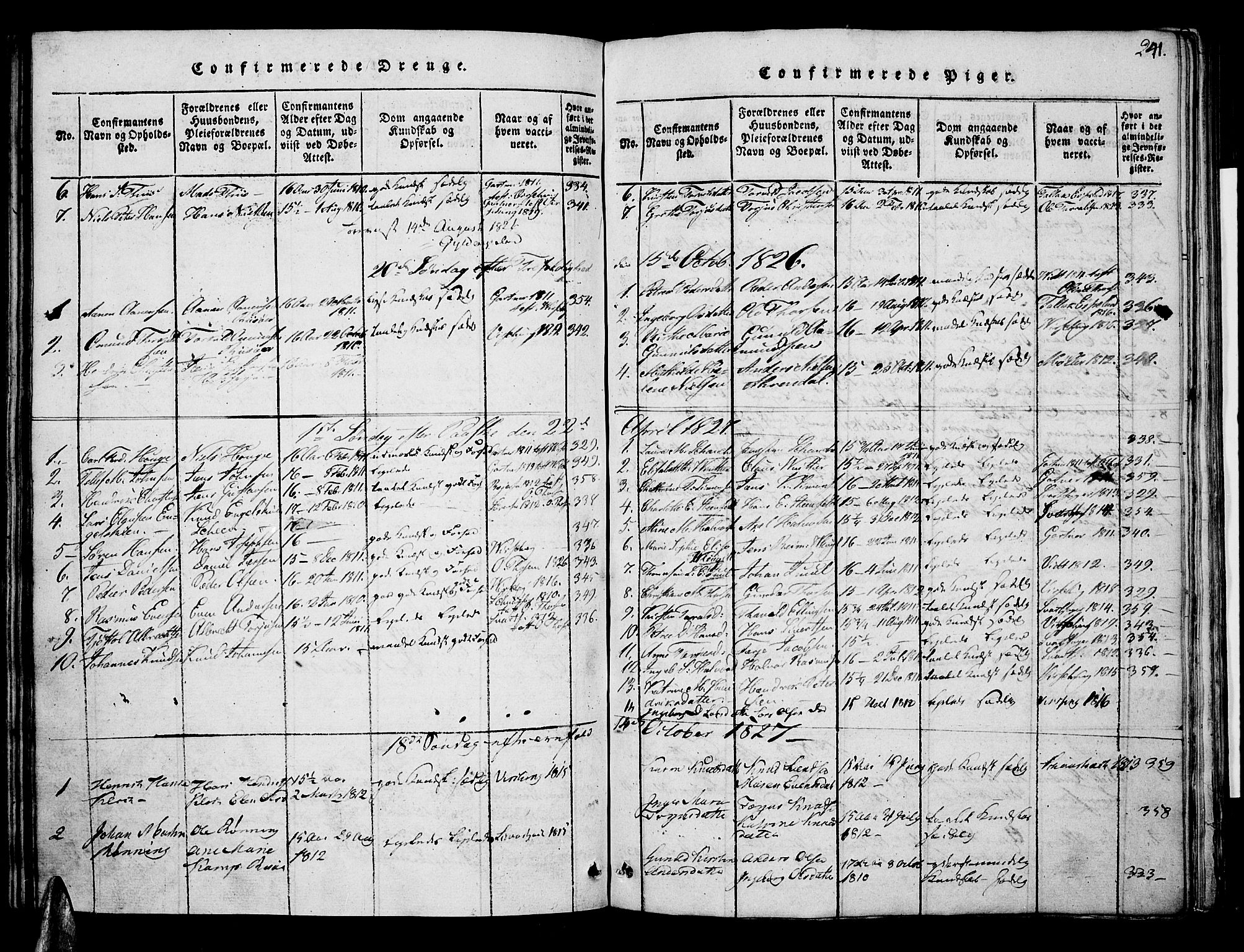 Risør sokneprestkontor, SAK/1111-0035/F/Fa/L0002: Parish register (official) no. A 2, 1815-1839, p. 241