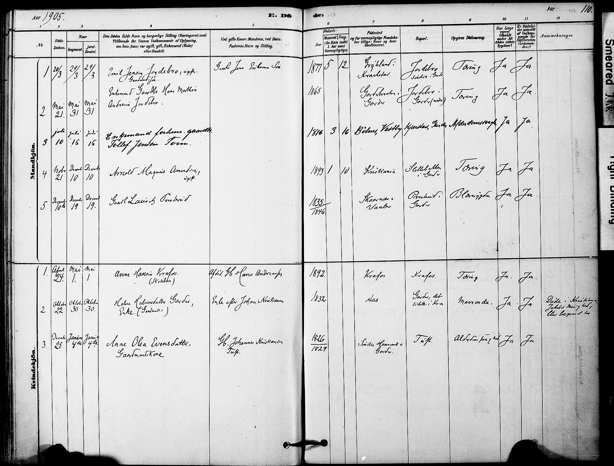 Vestby prestekontor Kirkebøker, SAO/A-10893/F/Fa/L0011: Parish register (official) no. I 11, 1878-1913, p. 110