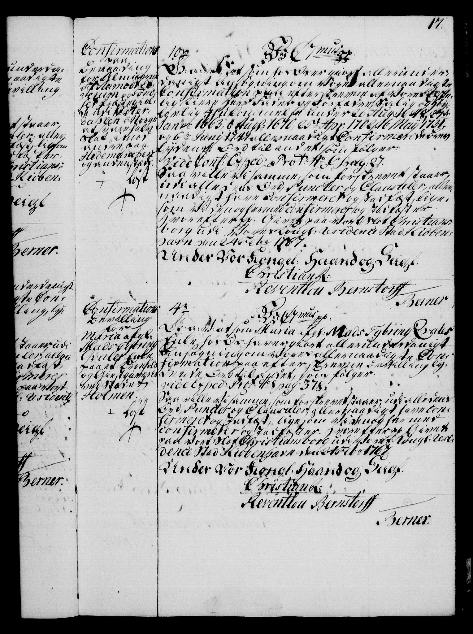 Rentekammeret, Kammerkanselliet, AV/RA-EA-3111/G/Gg/Ggc/Ggca/L0002: Norsk konfirmasjonsekspedisjonsprotokoll med register (merket RK 53.24), 1766-1772, p. 17