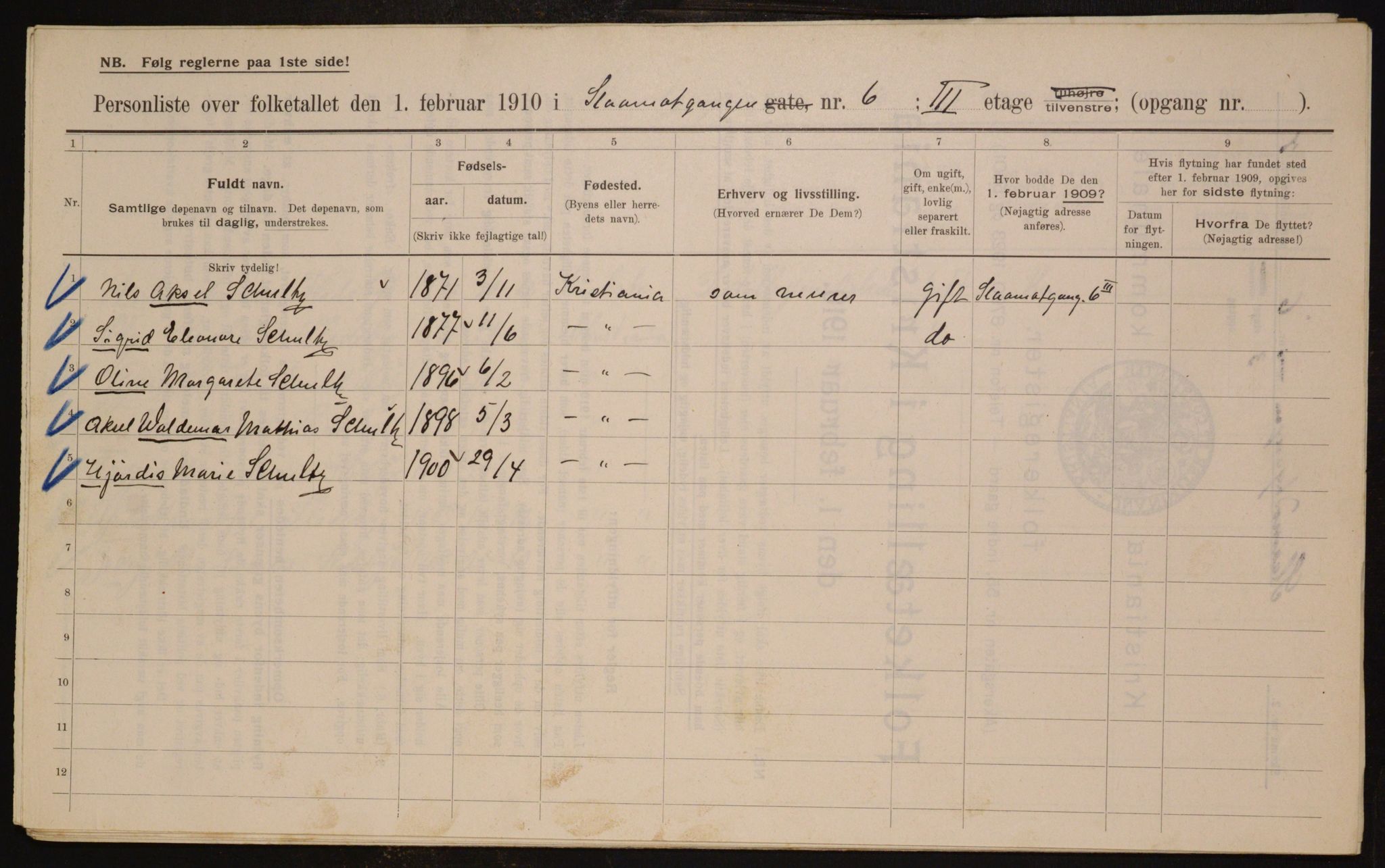 OBA, Municipal Census 1910 for Kristiania, 1910, p. 92448