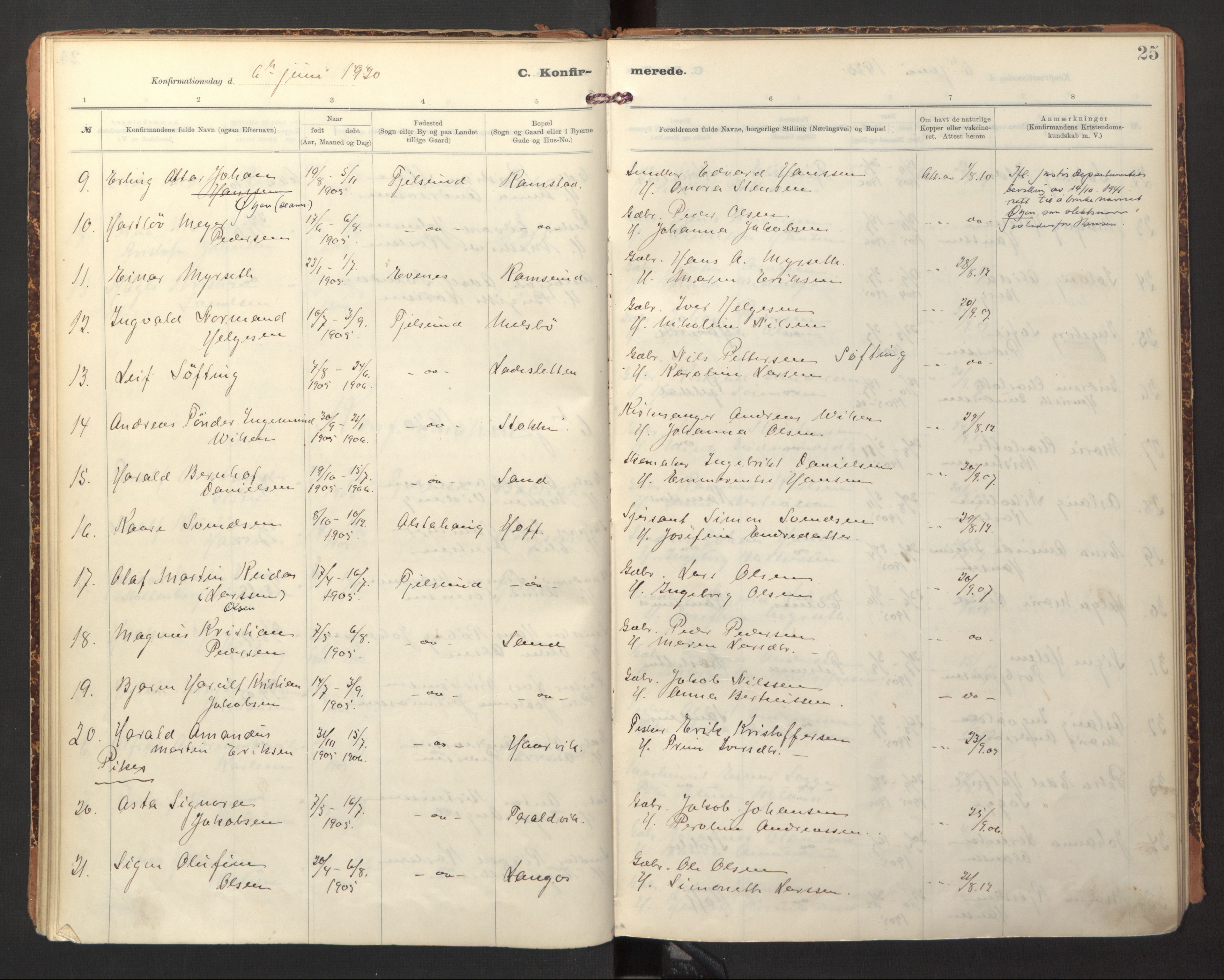 Ministerialprotokoller, klokkerbøker og fødselsregistre - Nordland, AV/SAT-A-1459/865/L0927: Parish register (official) no. 865A05, 1911-1935, p. 25