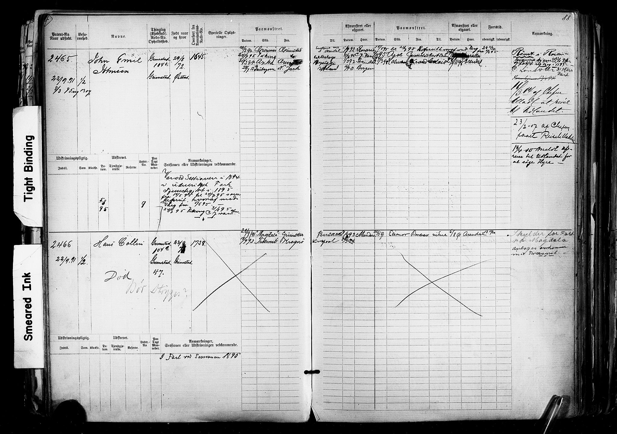 Grimstad mønstringskrets, AV/SAK-2031-0013/F/Fb/L0012: Hovedrulle nr 2291-3051, V-25, 1889-1900, p. 98