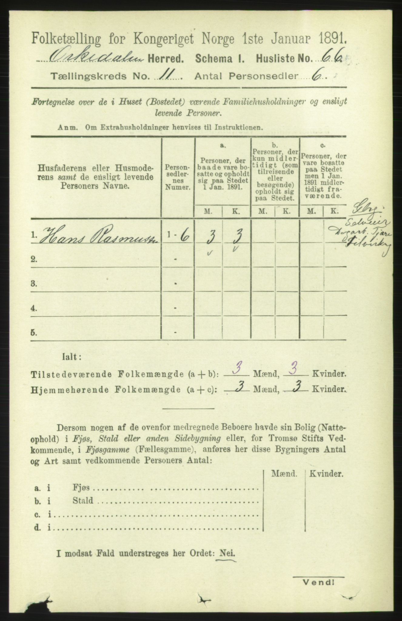 RA, 1891 census for 1638 Orkdal, 1891, p. 5145