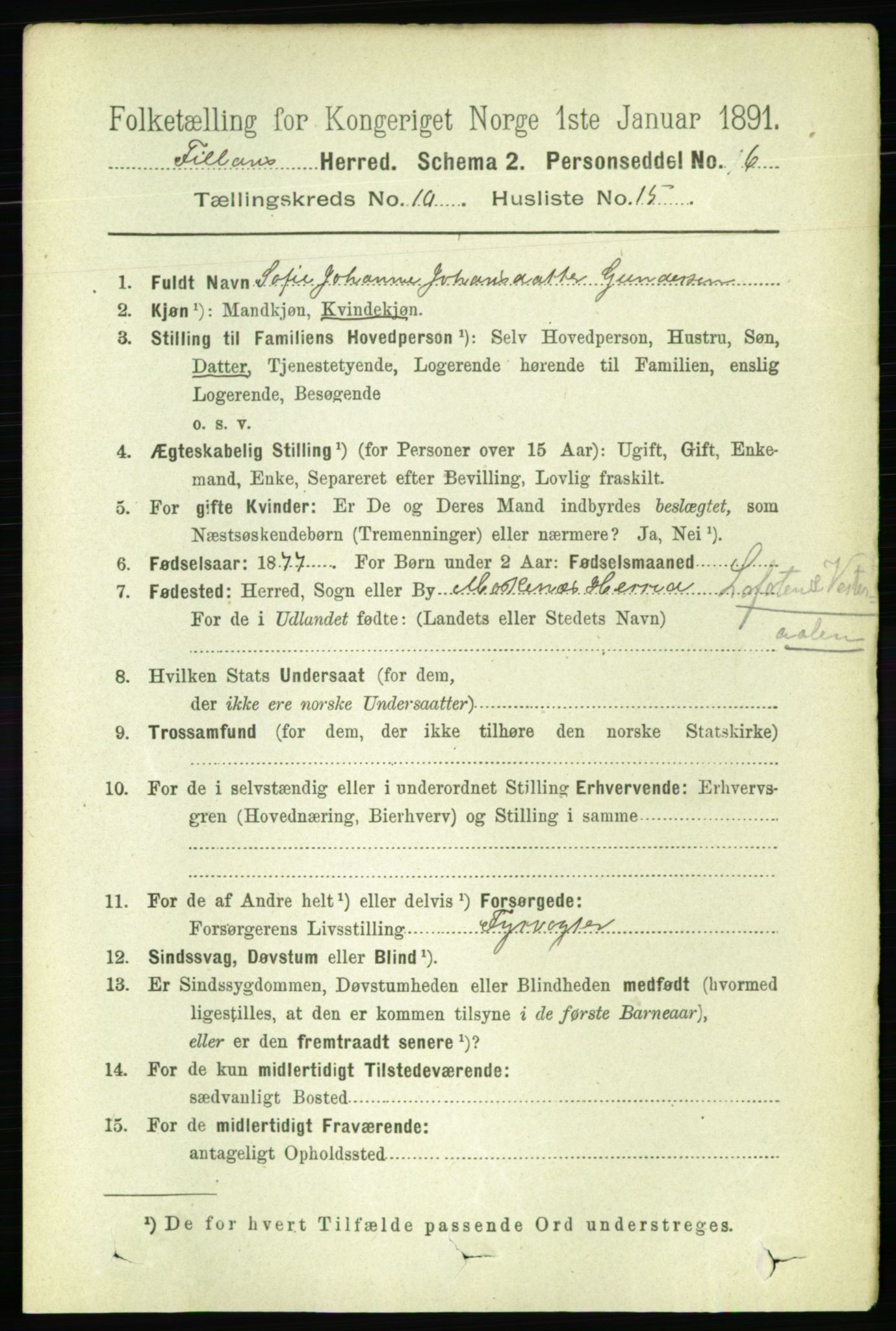 RA, 1891 census for 1616 Fillan, 1891, p. 2747