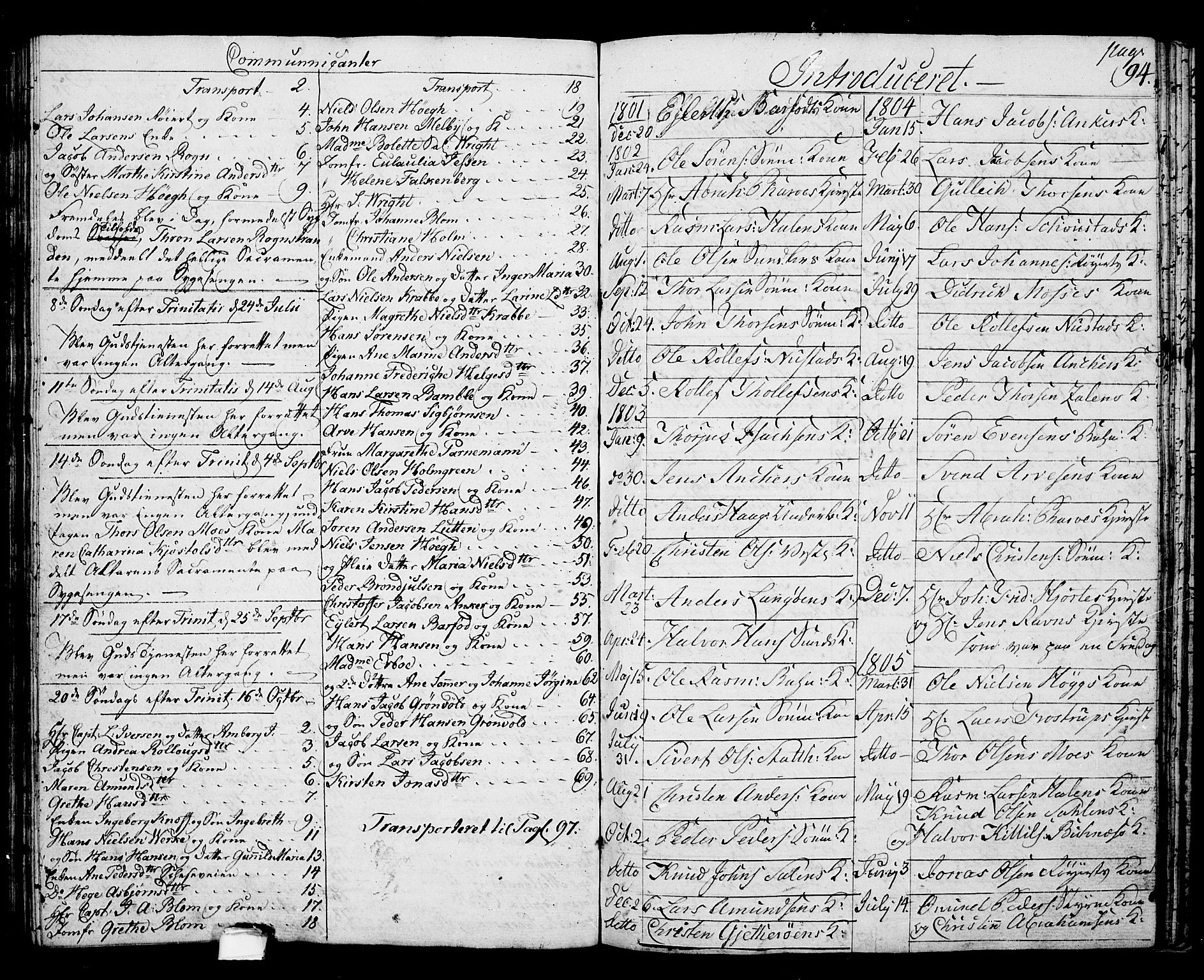 Langesund kirkebøker, SAKO/A-280/G/Ga/L0002: Parish register (copy) no. 2, 1801-1815, p. 94