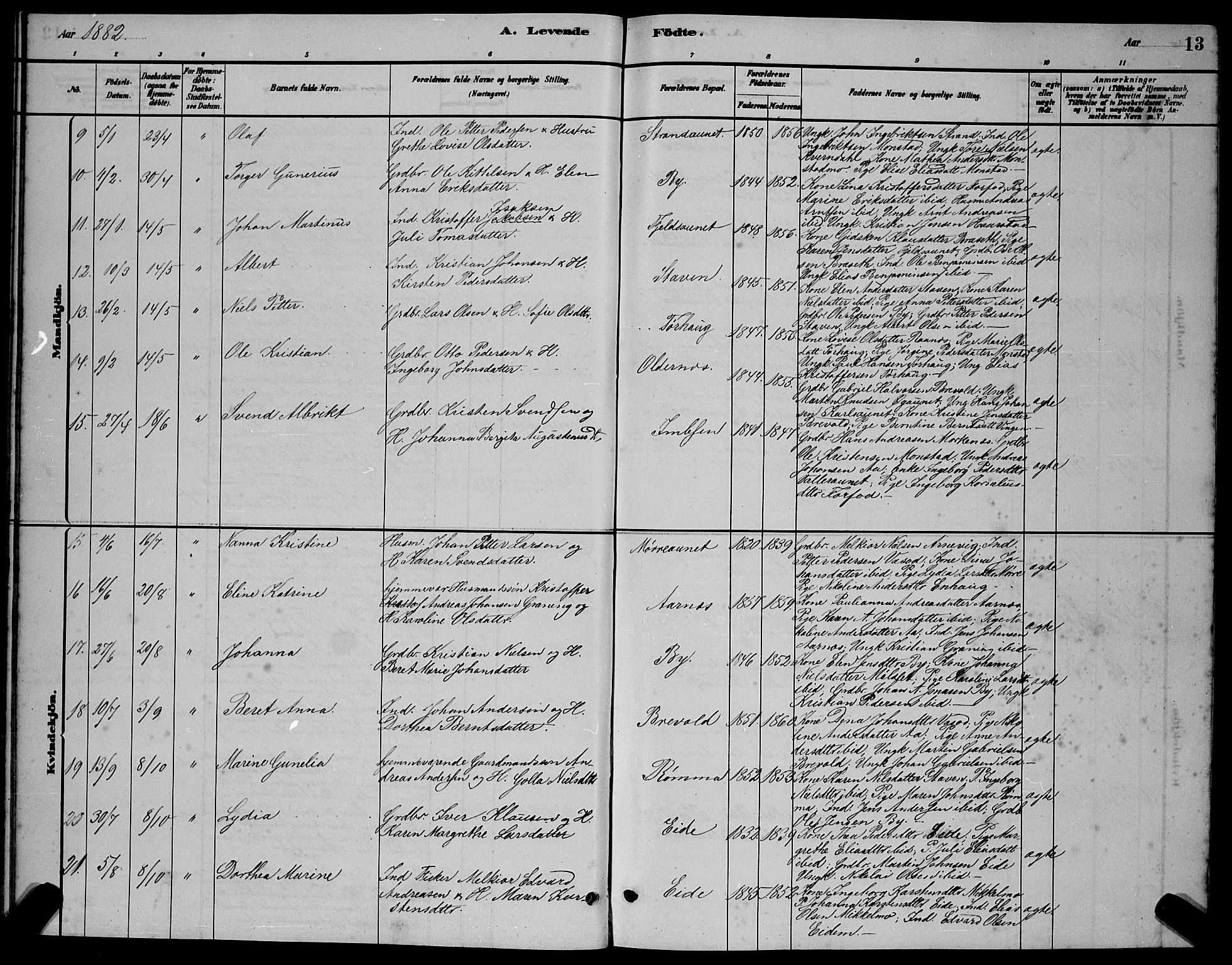 Ministerialprotokoller, klokkerbøker og fødselsregistre - Sør-Trøndelag, AV/SAT-A-1456/655/L0687: Parish register (copy) no. 655C03, 1880-1898, p. 13