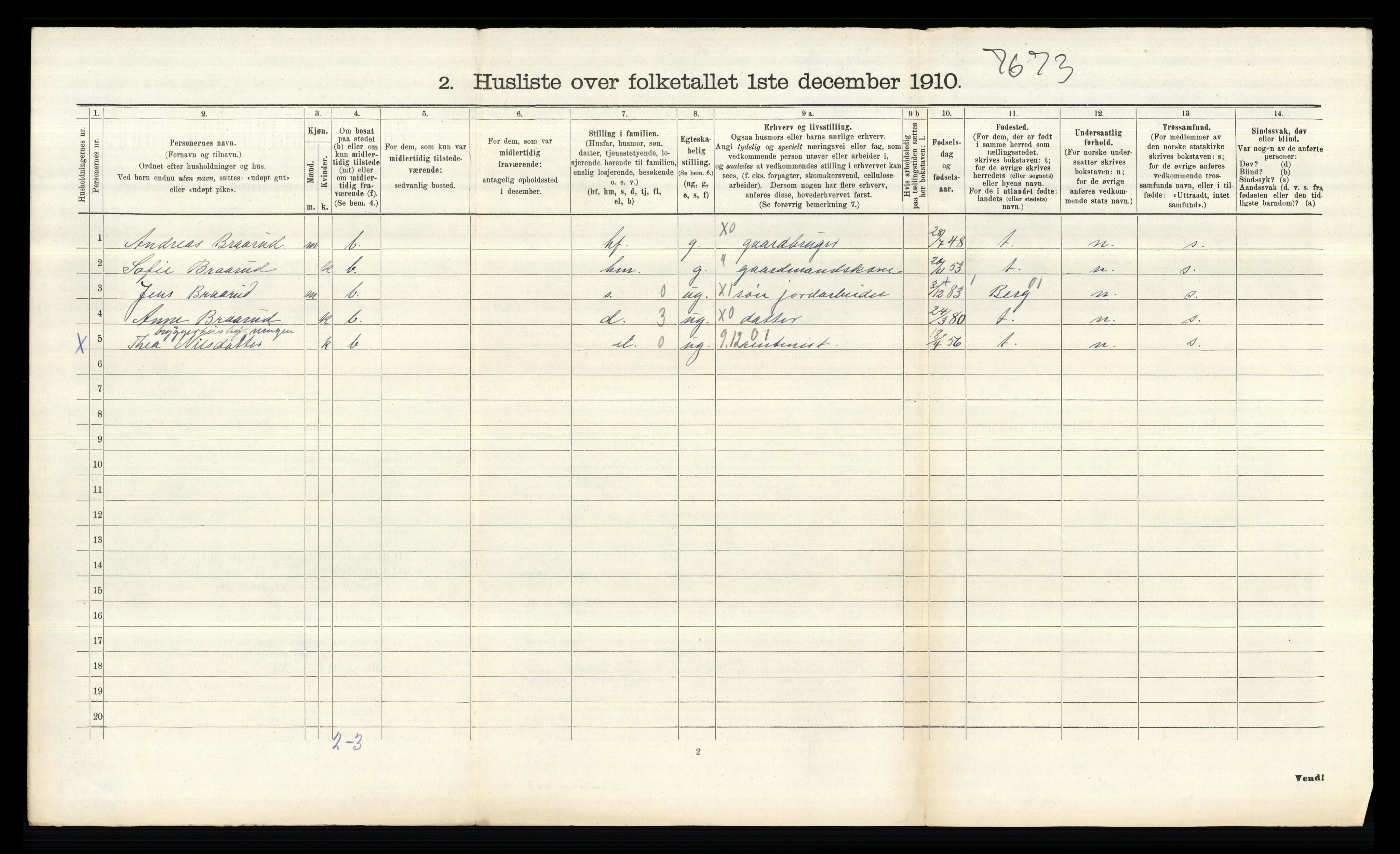 RA, 1910 census for Øymark, 1910, p. 419