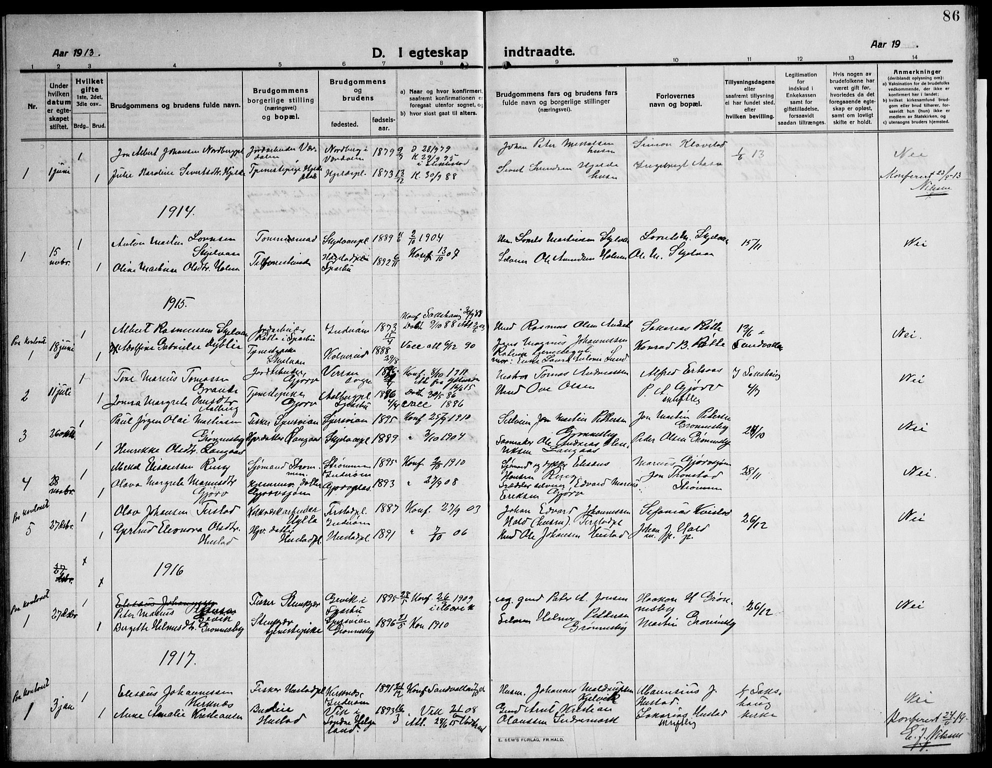 Ministerialprotokoller, klokkerbøker og fødselsregistre - Nord-Trøndelag, SAT/A-1458/732/L0319: Parish register (copy) no. 732C03, 1911-1945, p. 86