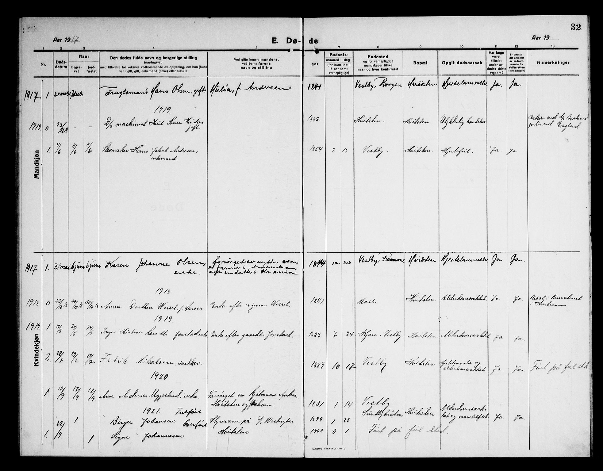 Vestby prestekontor Kirkebøker, SAO/A-10893/G/Gc/L0001: Parish register (copy) no. III 1, 1917-1945, p. 32