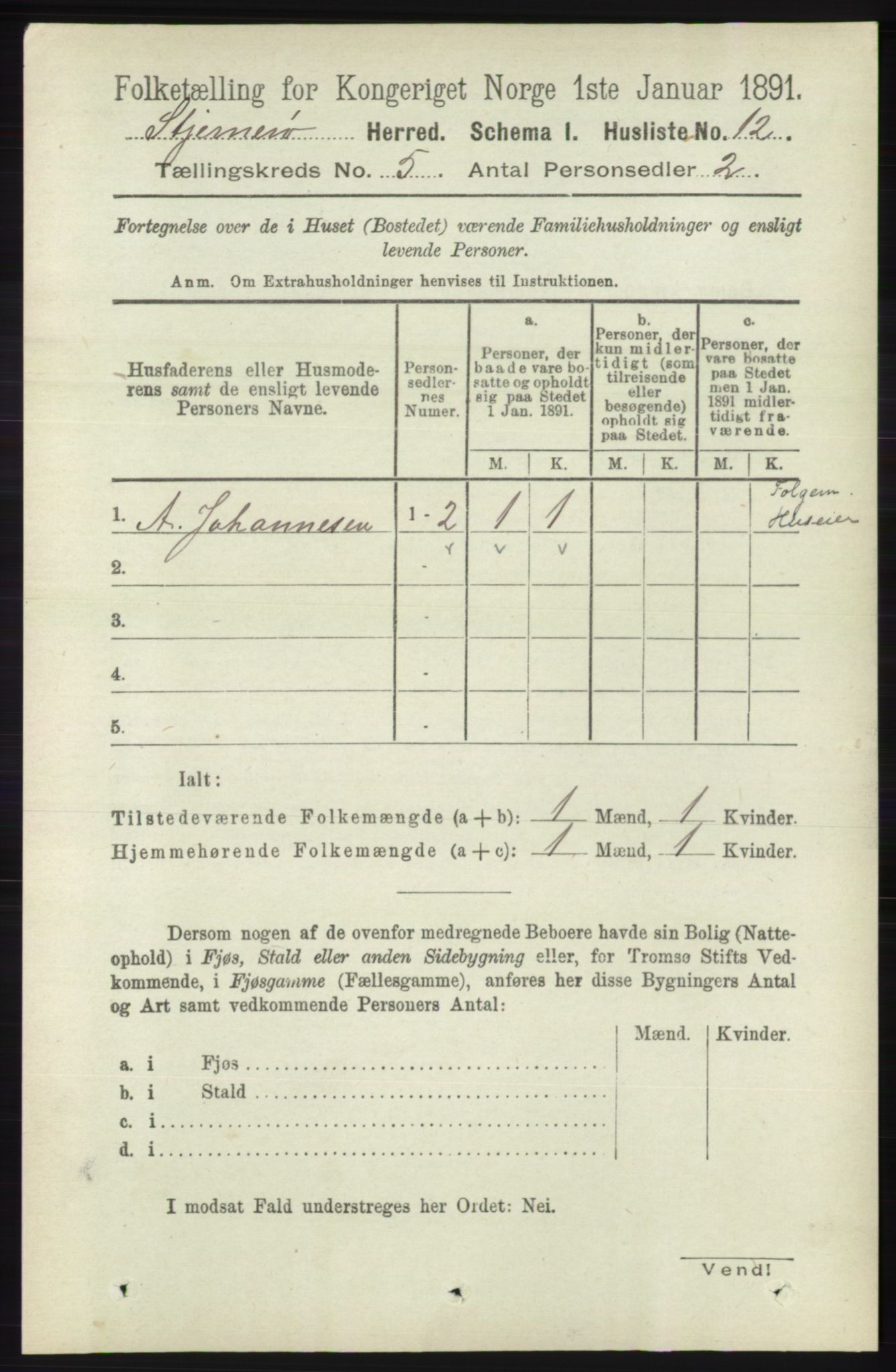 RA, 1891 census for 1140 Sjernarøy, 1891, p. 756