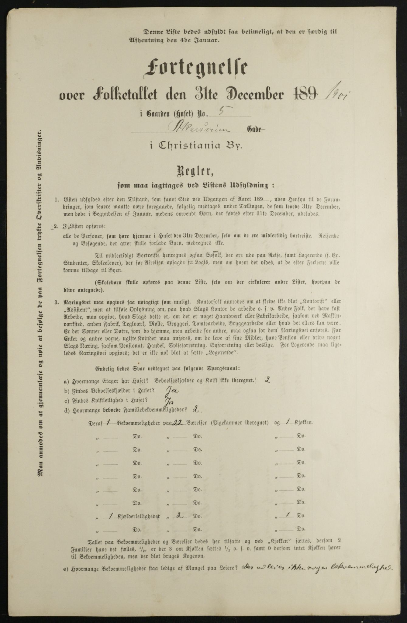 OBA, Municipal Census 1901 for Kristiania, 1901, p. 208