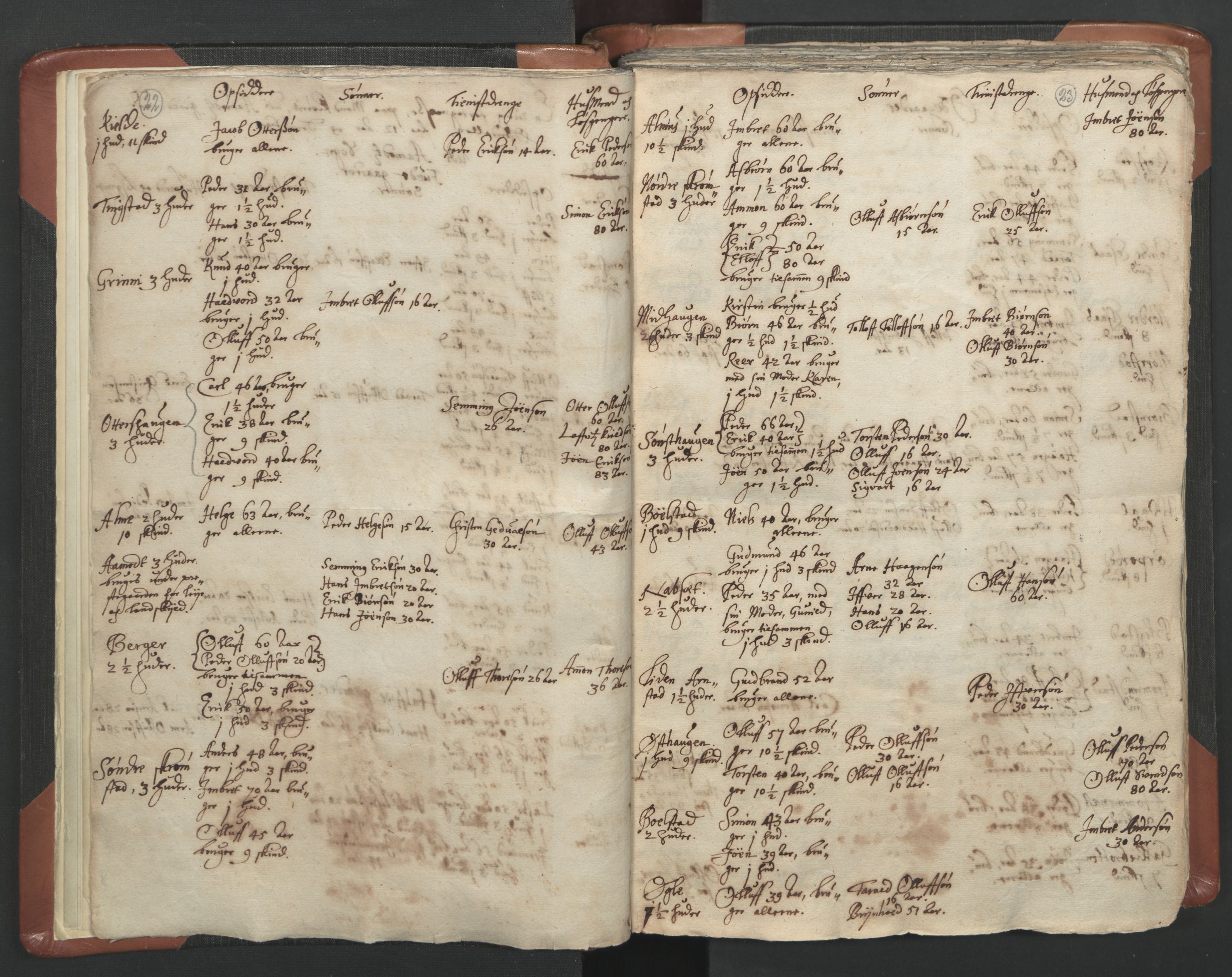 RA, Vicar's Census 1664-1666, no. 5: Hedmark deanery, 1664-1666, p. 22-23