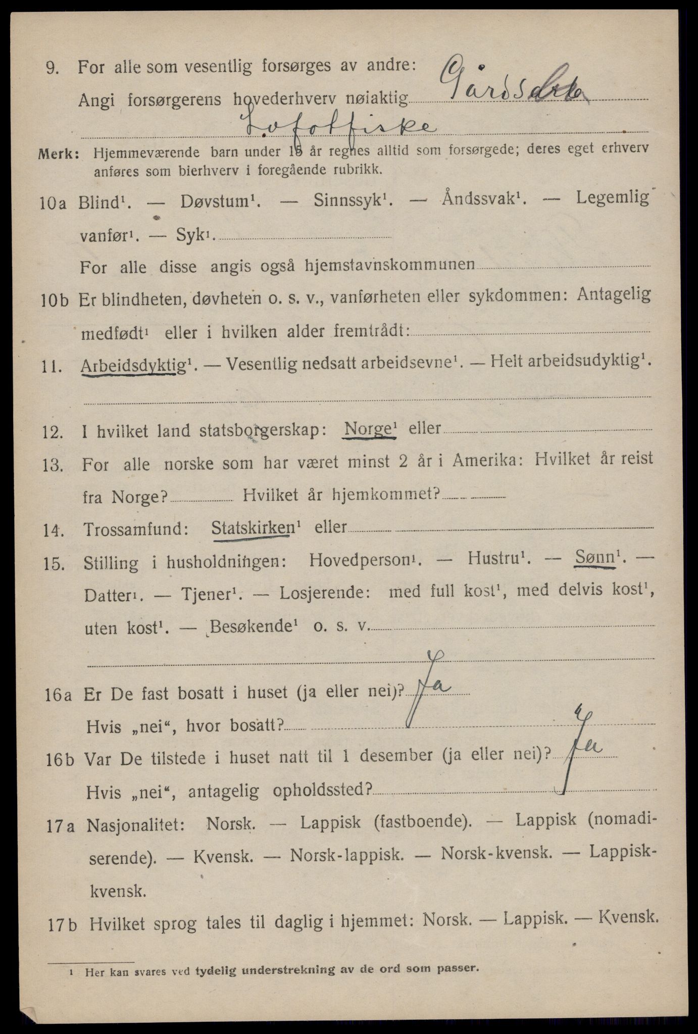 SAT, 1920 census for Flakstad, 1920, p. 3478