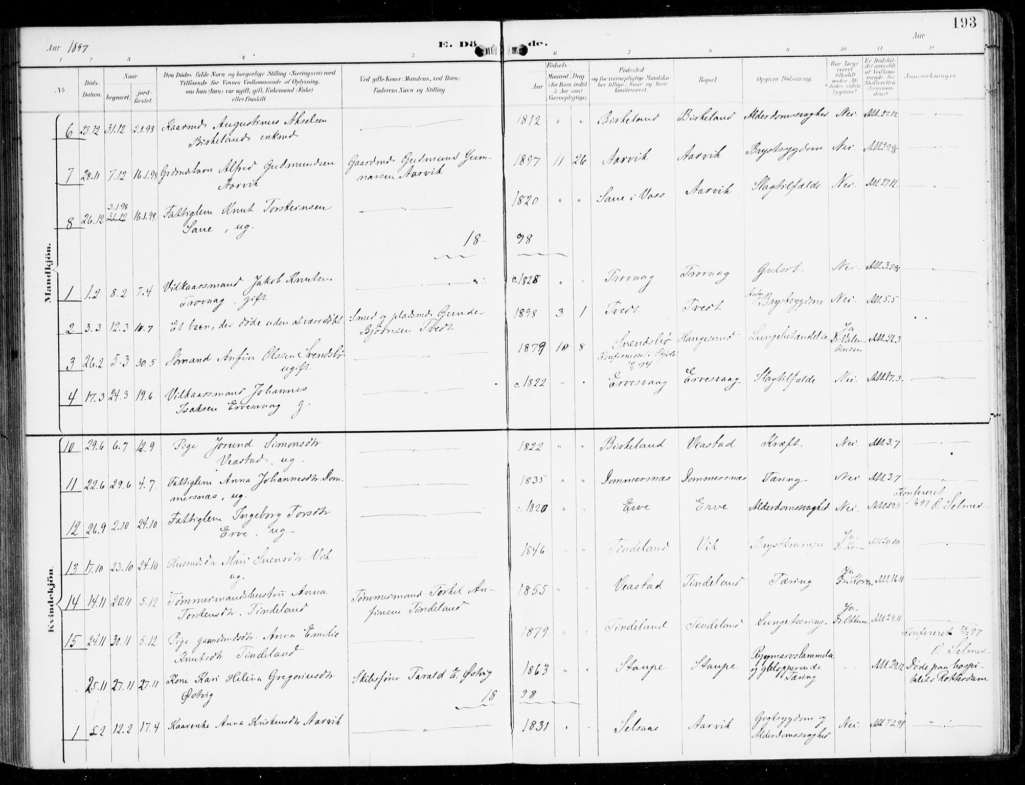 Sveio Sokneprestembete, SAB/A-78501/H/Haa: Parish register (official) no. D 2, 1894-1916, p. 193