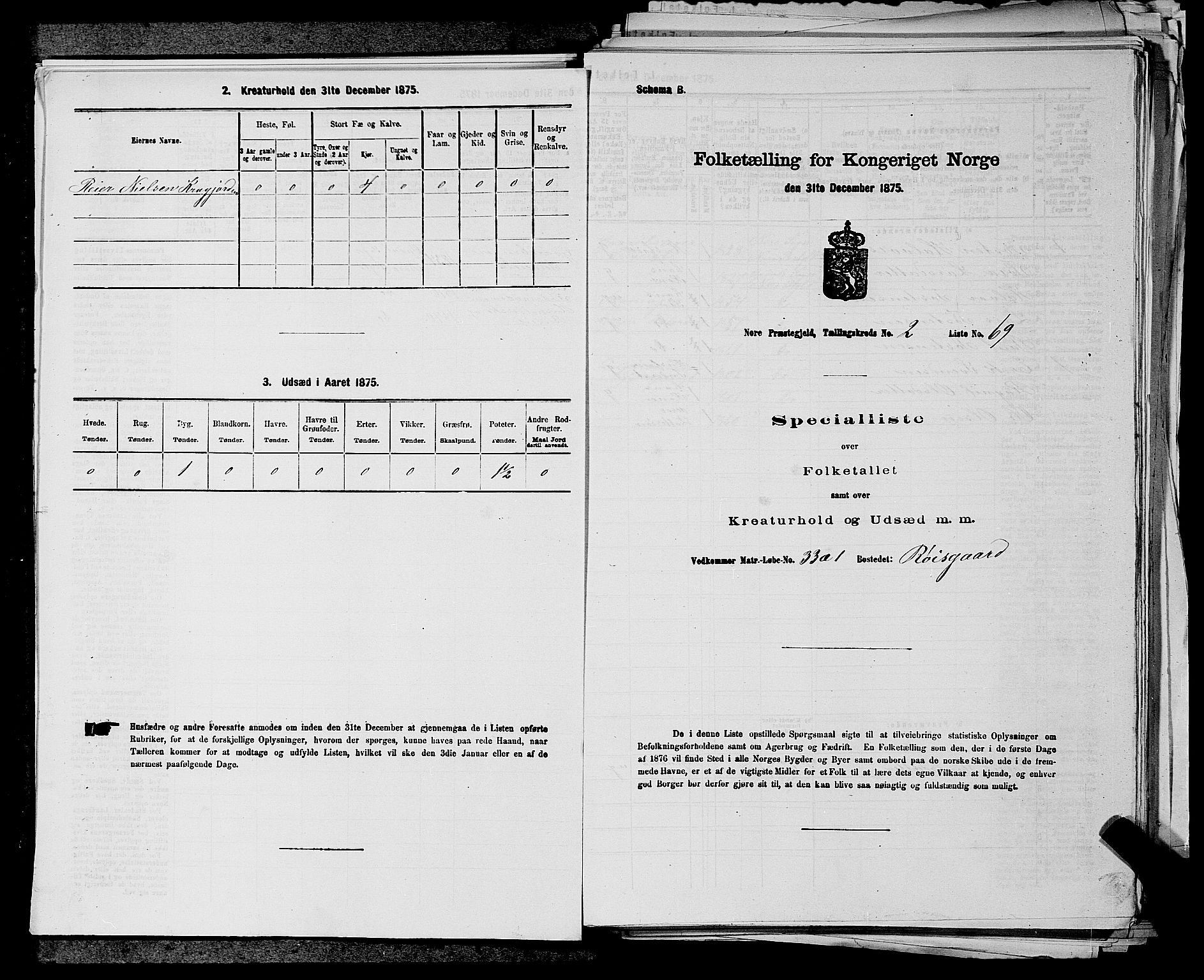 SAKO, 1875 census for 0633P Nore, 1875, p. 189