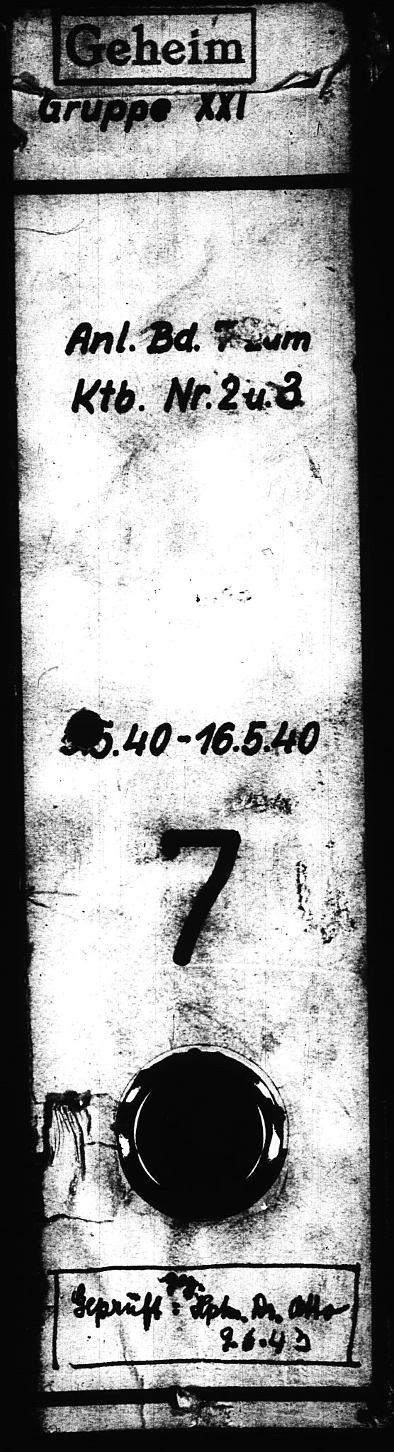 Documents Section, RA/RAFA-2200/V/L0078: Amerikansk mikrofilm "Captured German Documents".
Box No. 717.  FKA jnr. 601/1954., 1940, p. 1