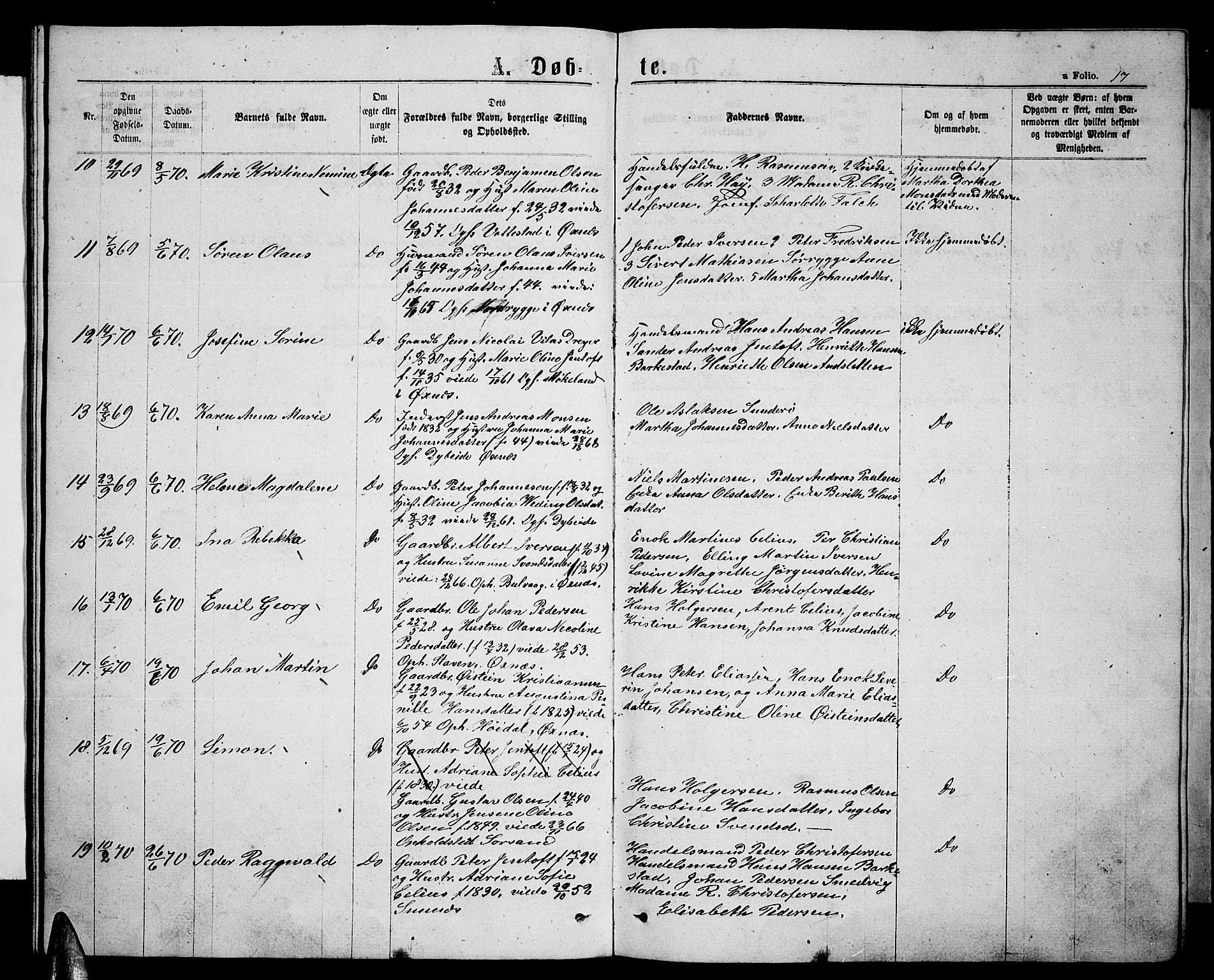 Ministerialprotokoller, klokkerbøker og fødselsregistre - Nordland, AV/SAT-A-1459/893/L1348: Parish register (copy) no. 893C03, 1867-1877, p. 17