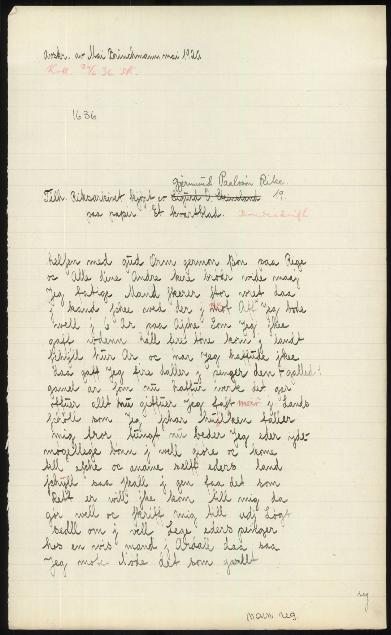 Samlinger til kildeutgivelse, Diplomavskriftsamlingen, AV/RA-EA-4053/H/Ha, p. 236