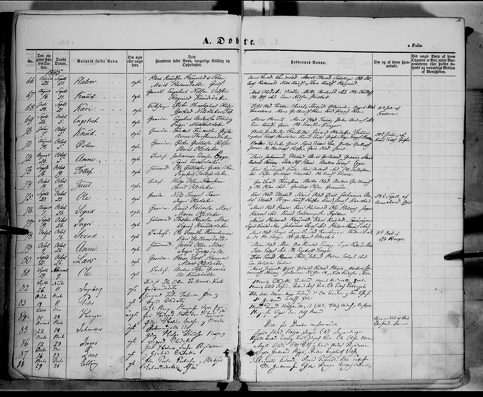 Vestre Slidre prestekontor, SAH/PREST-136/H/Ha/Haa/L0001: Parish register (official) no. 1, 1844-1855, p. 13