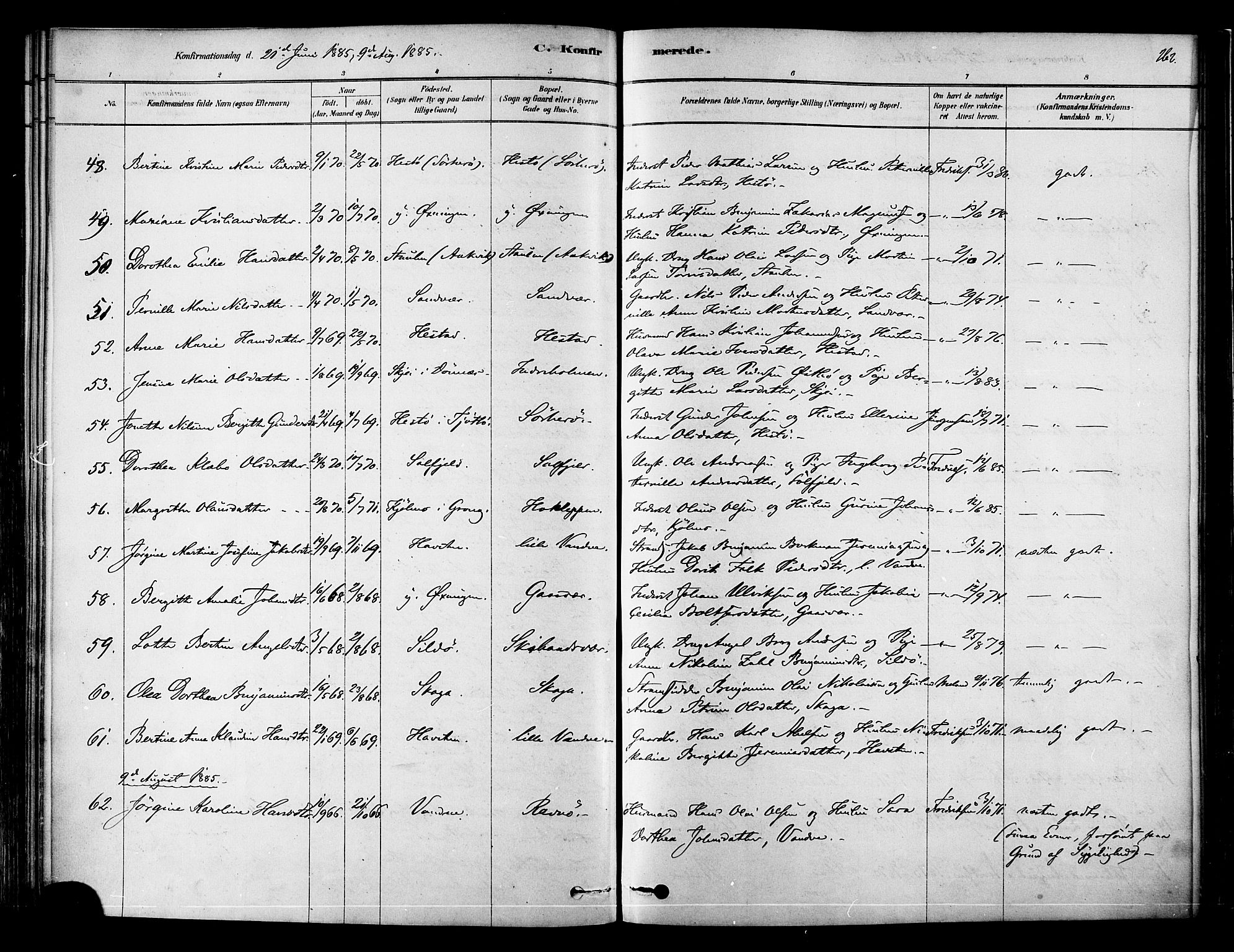 Ministerialprotokoller, klokkerbøker og fødselsregistre - Nordland, AV/SAT-A-1459/834/L0507: Parish register (official) no. 834A05, 1878-1892, p. 262