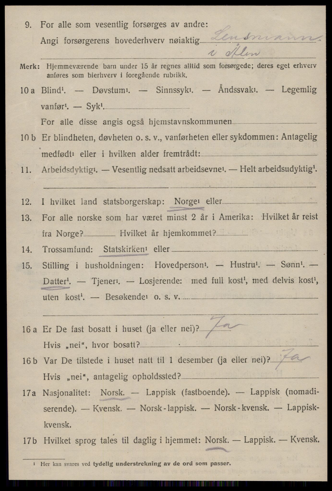 SAT, 1920 census for Ålen, 1920, p. 3603