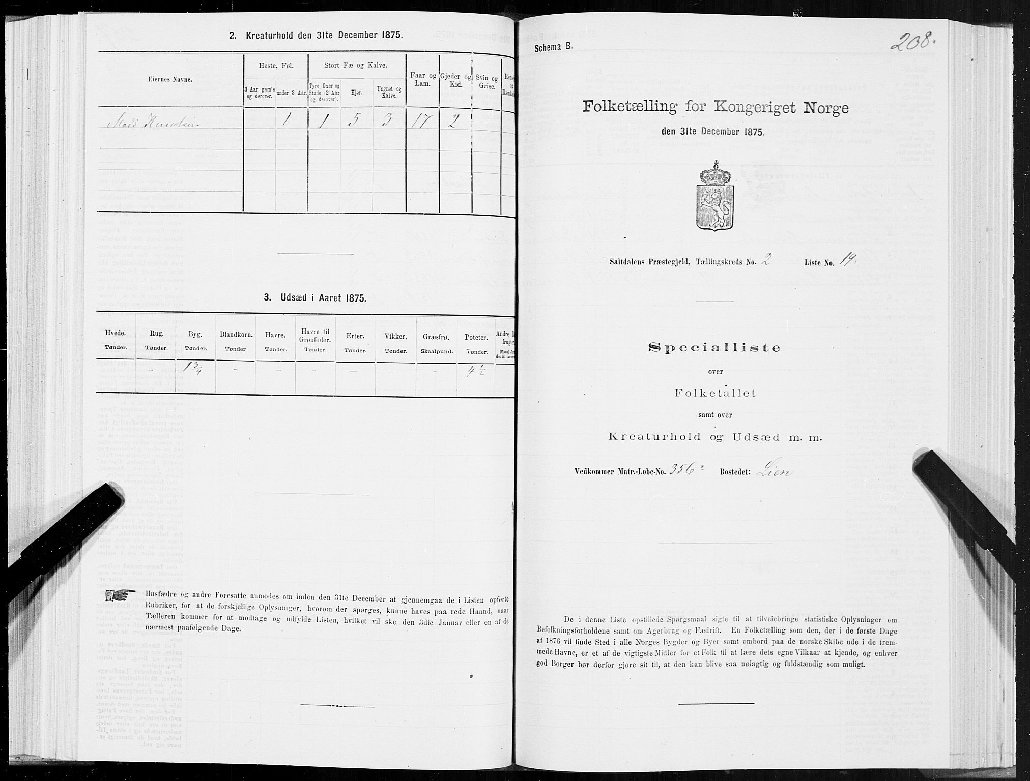 SAT, 1875 census for 1840P Saltdal, 1875, p. 1208