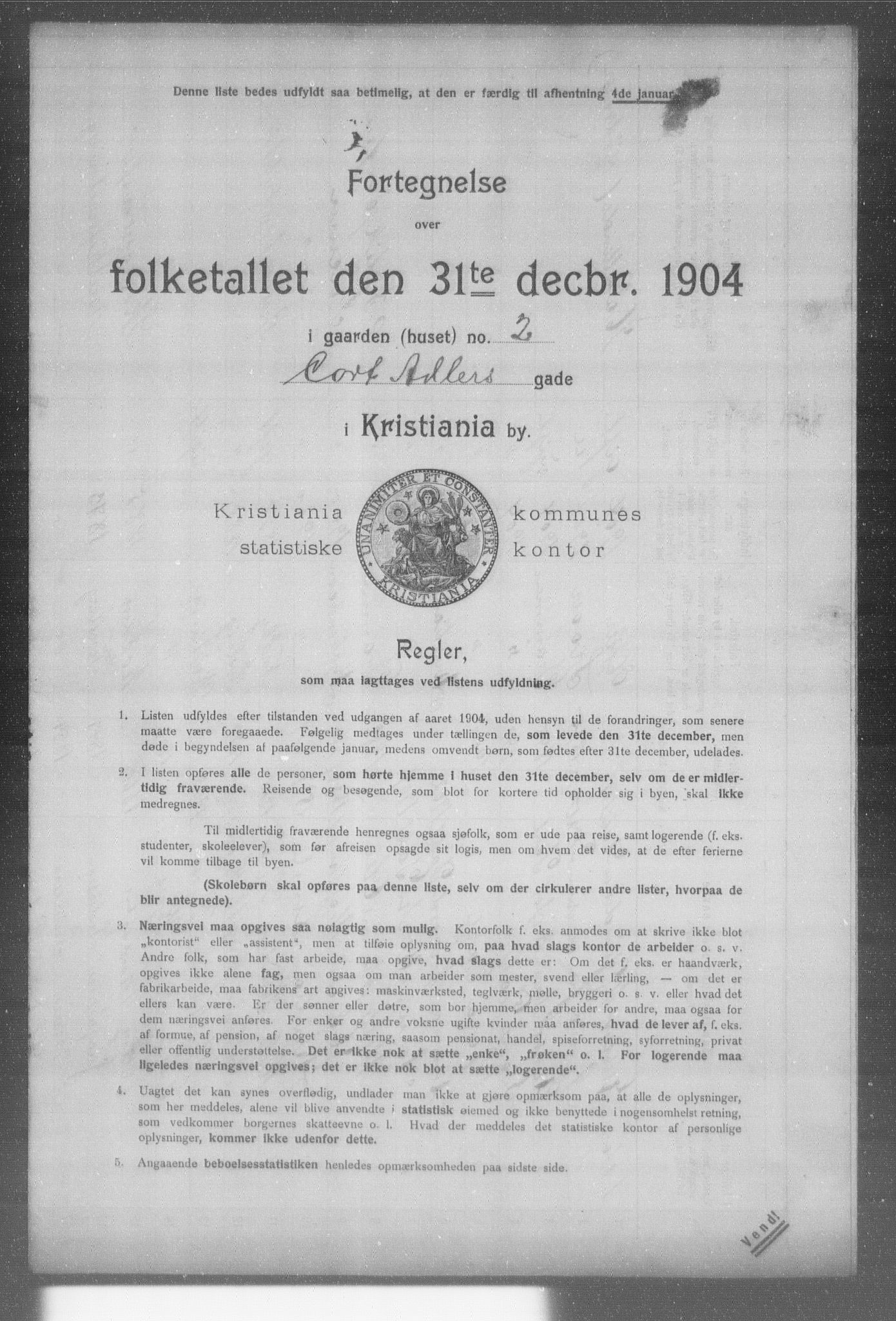 OBA, Municipal Census 1904 for Kristiania, 1904, p. 2752